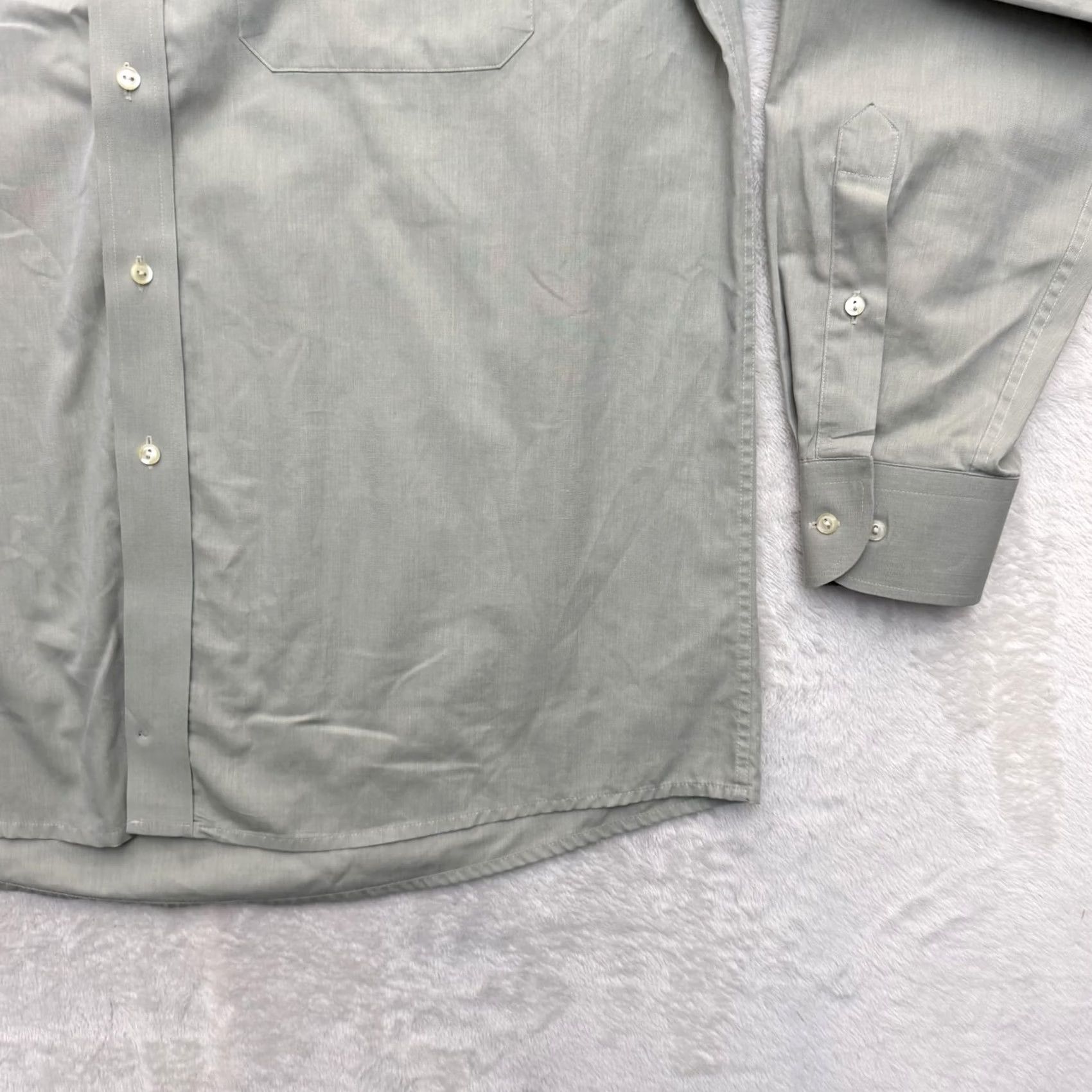 Eton Eton Shirt Mens XL Gray Solid Spread Collar Dress Button Up Shirt Size 42R - 4 Thumbnail