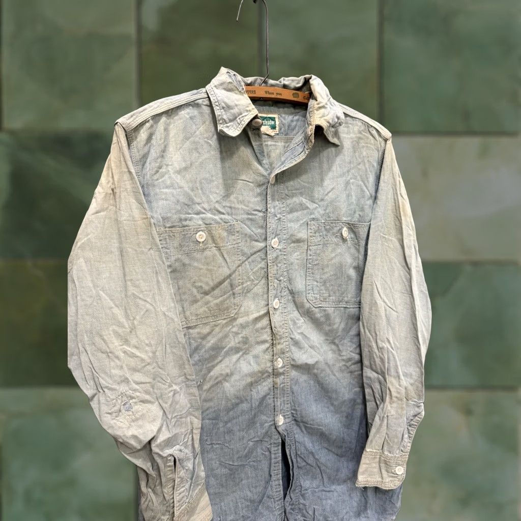 Vintage VINTAGE 40’s Homesteader Chambray Shirt Sanforized Cotton Sz M Mens Medium 30in 19in Pit to Pit Size US M / EU 48-50 / 2 - 1 Thumbnail