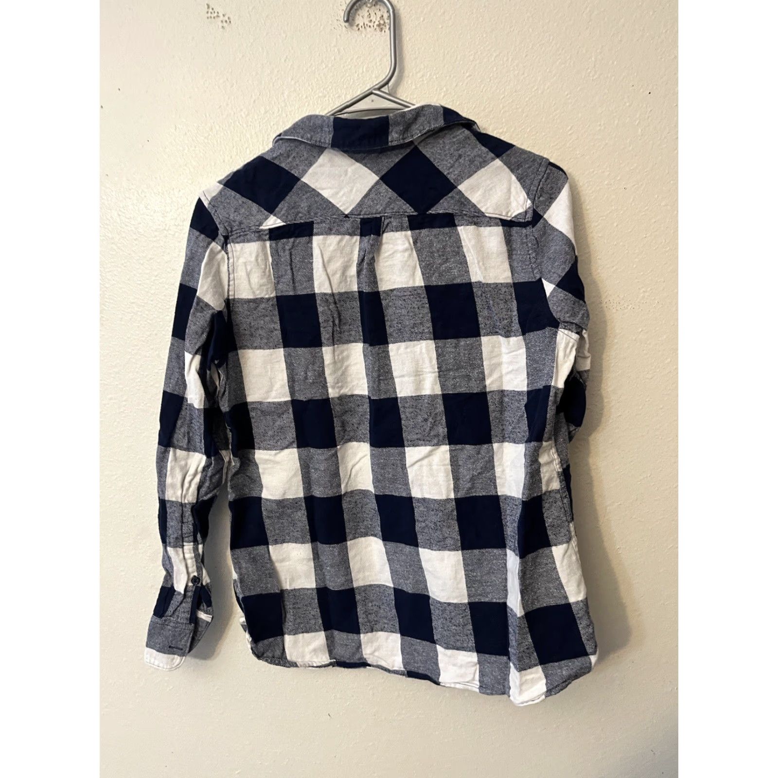 Vintage Woolrich Women's Medium Flannel Shirt 100% Cotton Plaid Navy Blue Long Sleeve Casual Size M / US 6-8 / IT 42-44 - 3 Thumbnail