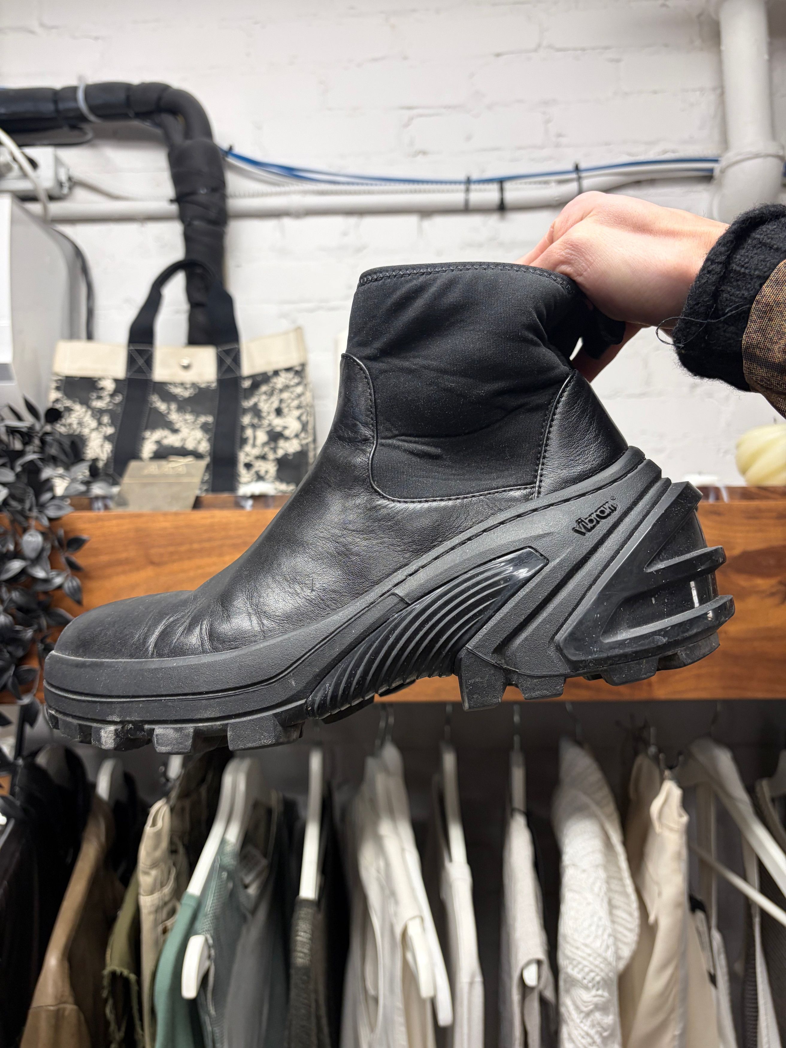 Alyx 1017 Alyx 9SM Black Calf Leather ‘SKX’ Vibram Sole Ankle Boots Size US 8 / EU 41 - 1 Thumbnail
