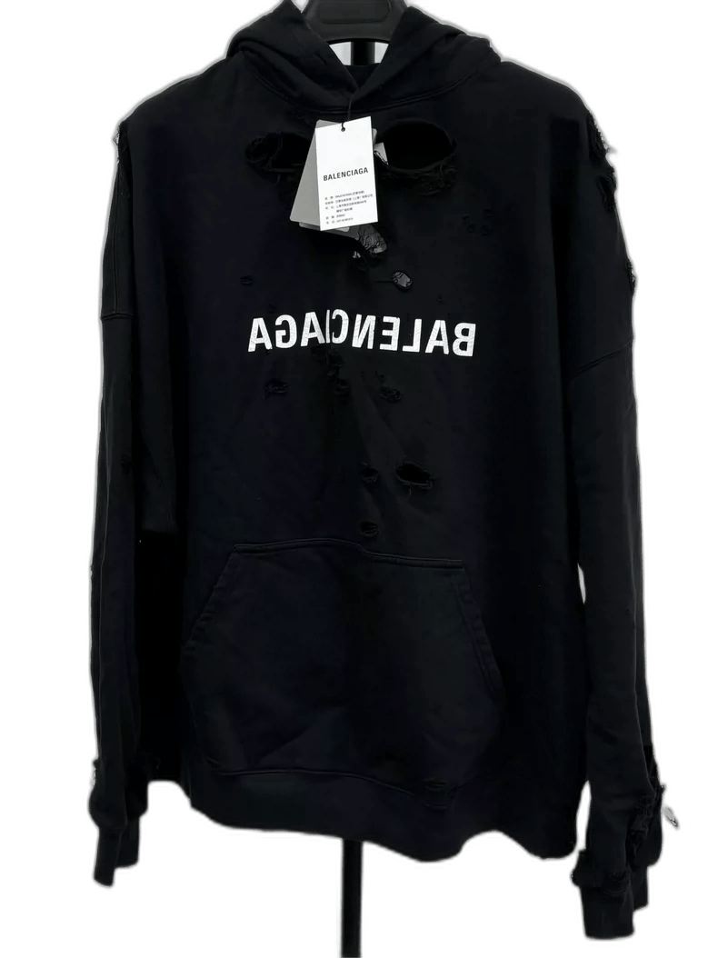 Balenciaga Balenciaga Distressed Hoodie 24FW Size US M / EU 48-50 / 2 - 1 Thumbnail