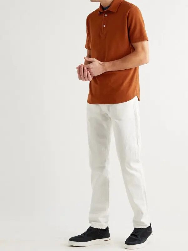 Loro Piana o1w1db10724 Cotton-Piqué Polo Shirt in Brown Size US XXL / EU 58 / 5 - 2 Thumbnail