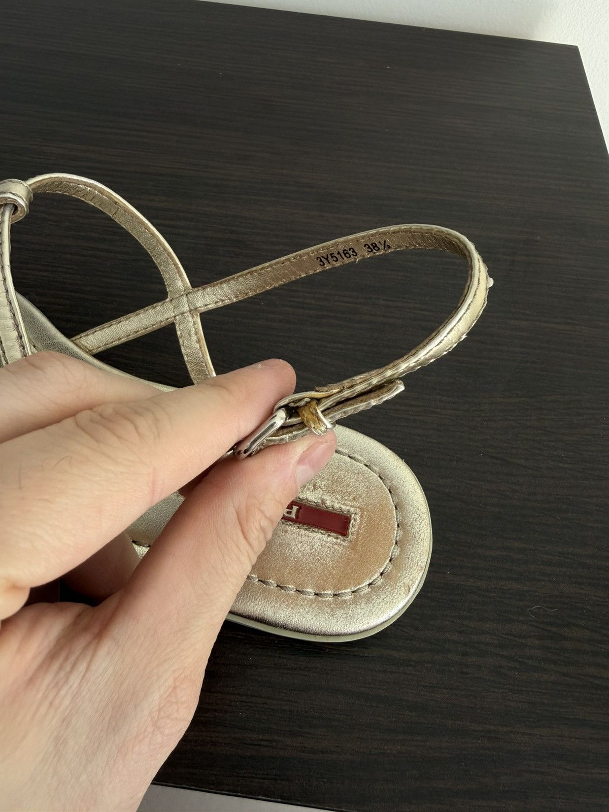 Prada Prada gold Metallic Leather Thong Sandals Size 38 Size US 8 / IT 38 - 21 Thumbnail