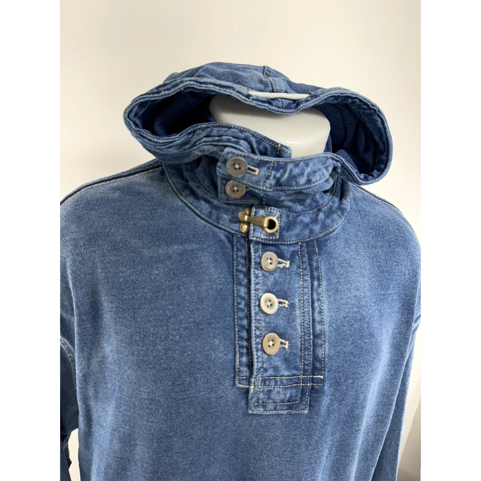 The Territory Ahead Territory Ahead Denim Hoodie Jacket - Mens XL Jeans Denim Metal Clasp Pullover Size US XL / EU 56 / 4 - 3 Thumbnail