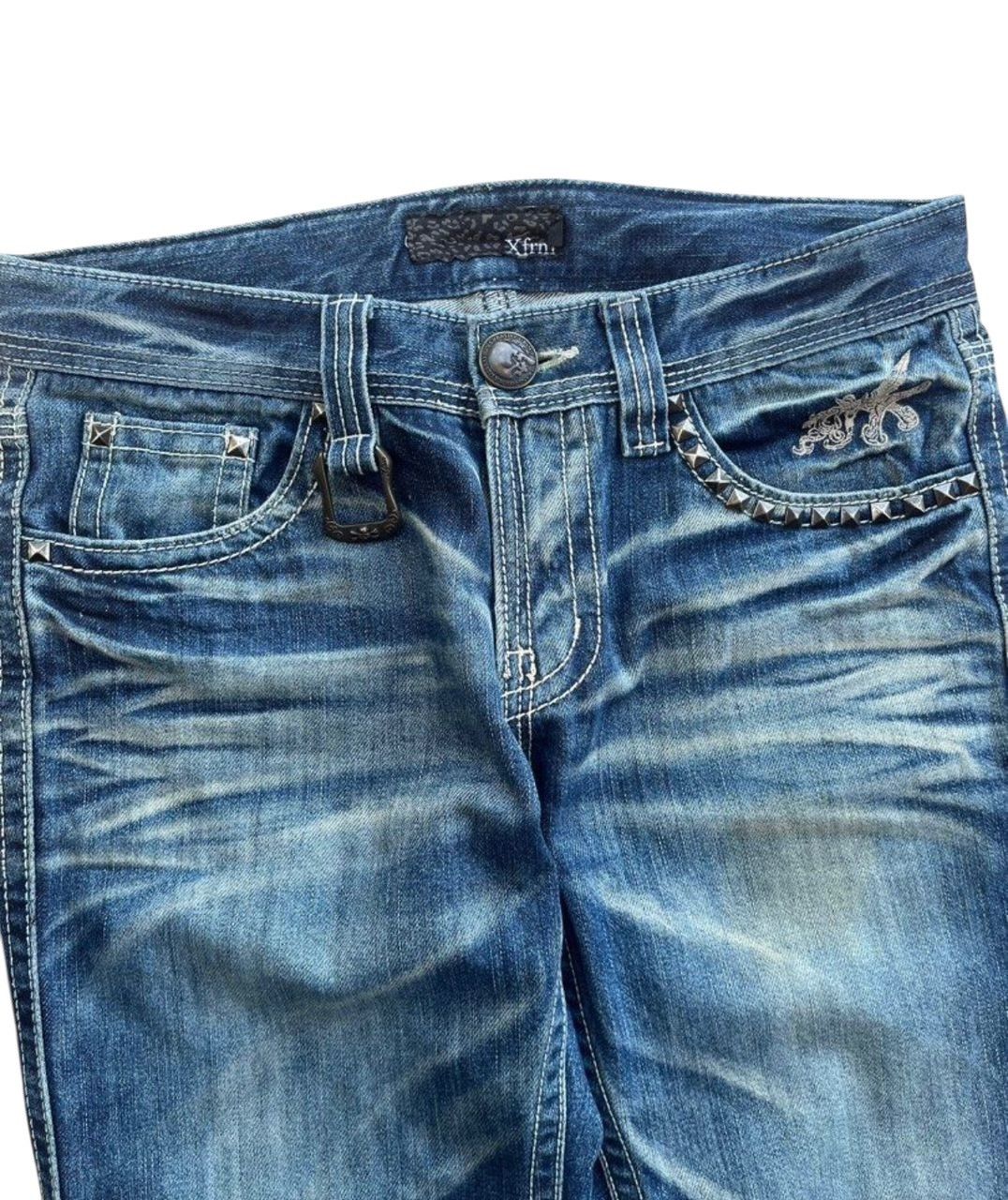 Tornado Mart 2000s japanese XFRM whisker skull flare denim Size US 31 - 3 Thumbnail