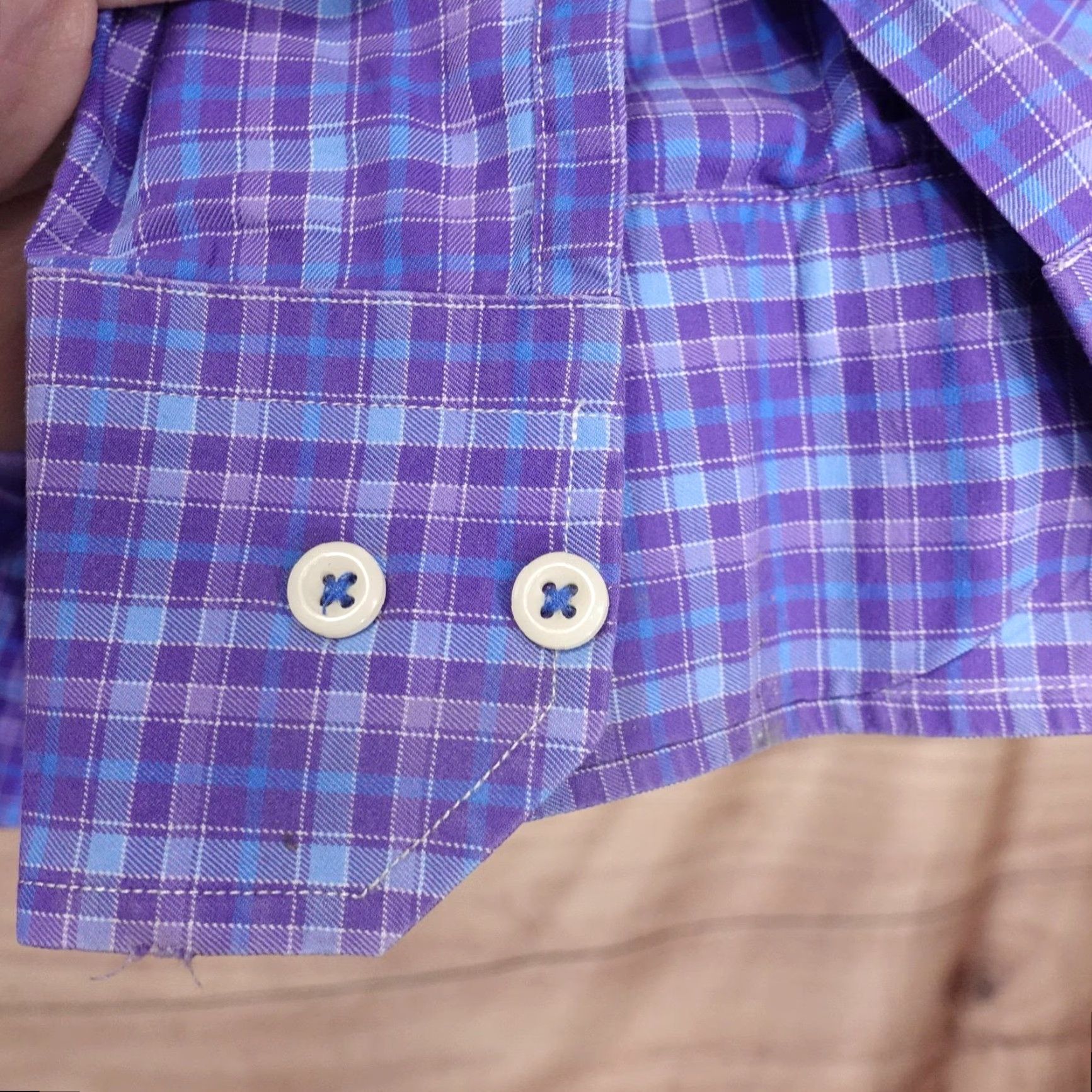David Donahue DAVID DONAHUE Dress Shirt Mens XL Purple Blue Plaid Long Sleeve Cotton Button-Down Size US XL / EU 56 / 4 - 7 Thumbnail
