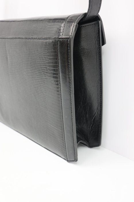 Yves Saint Laurent Yves Saint Laurent Black Y Logo Lizard Embossed Leather Size ONE SIZE - 4 Thumbnail