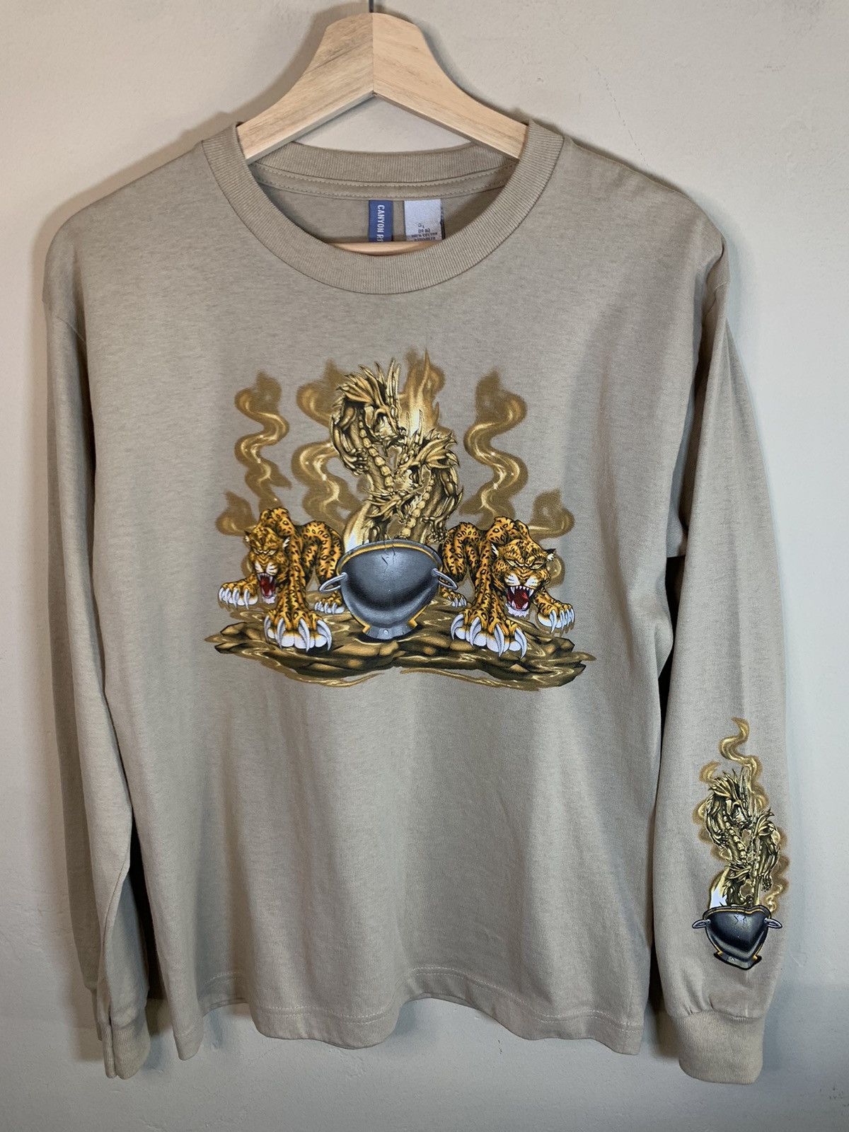 Vintage *RARE* Vintage Dragon Tiger Flames Art Y2K Long Sleeve Shirt Size US S / EU 44-46 / 1 - 1 Thumbnail