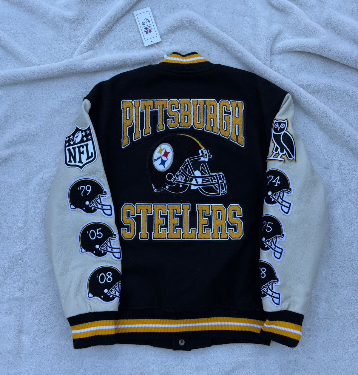 NFL × October's Very Own OVO x NFL Pittsburg Steelers Black Varsity Jacket Size US M / EU 48-50 / 2 - 4 Thumbnail