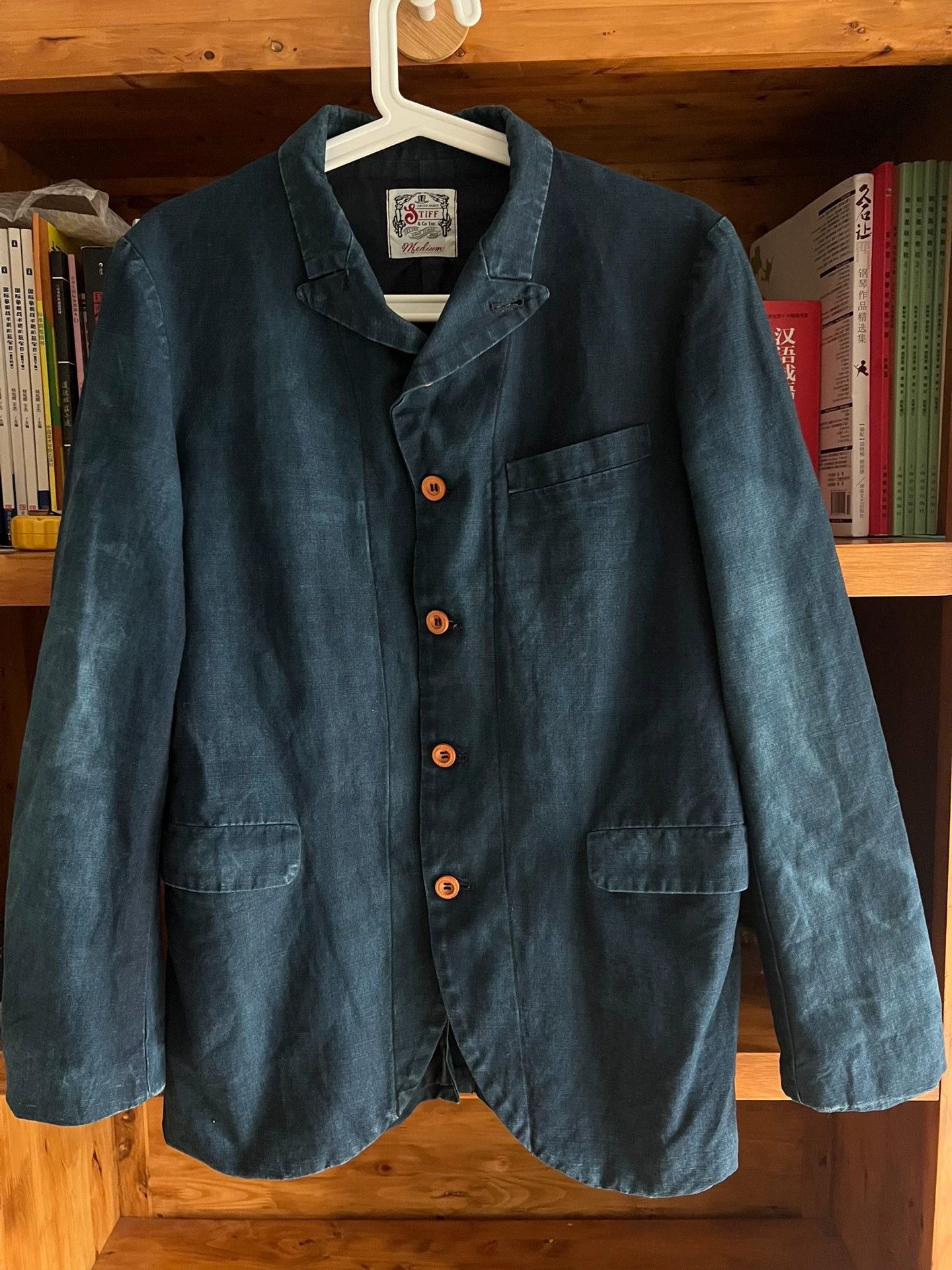Other Stiff Indigo Distressed Peaked Lapel Linen-Cotton Suit M Size US M / EU 48-50 / 2 - 2 Thumbnail