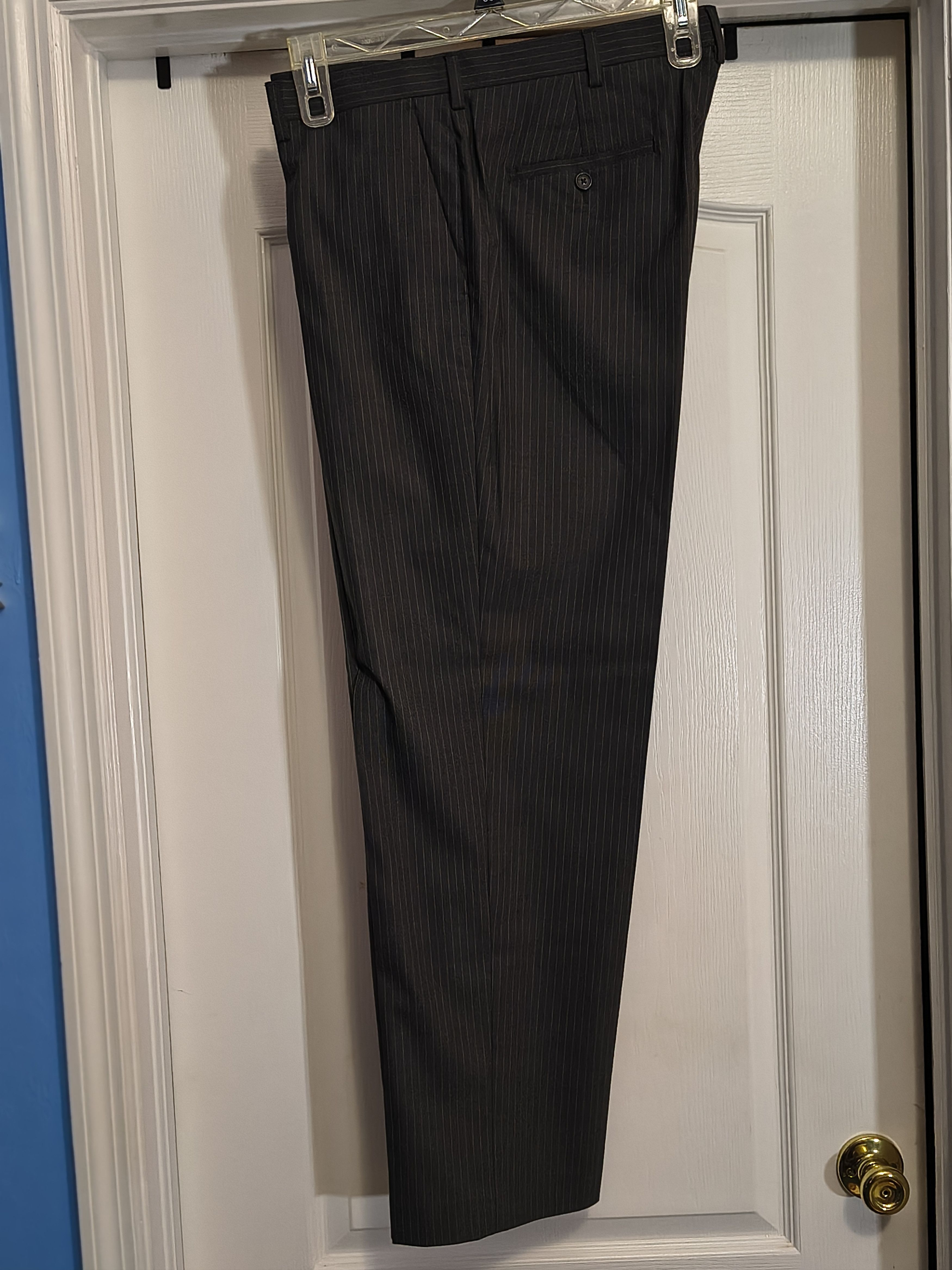 Murano ZAC MURANO 36x32 Men Grey stripe pant CLASSIC FIT FLAT FRONT Size US 36 / EU 52 - 8 Thumbnail