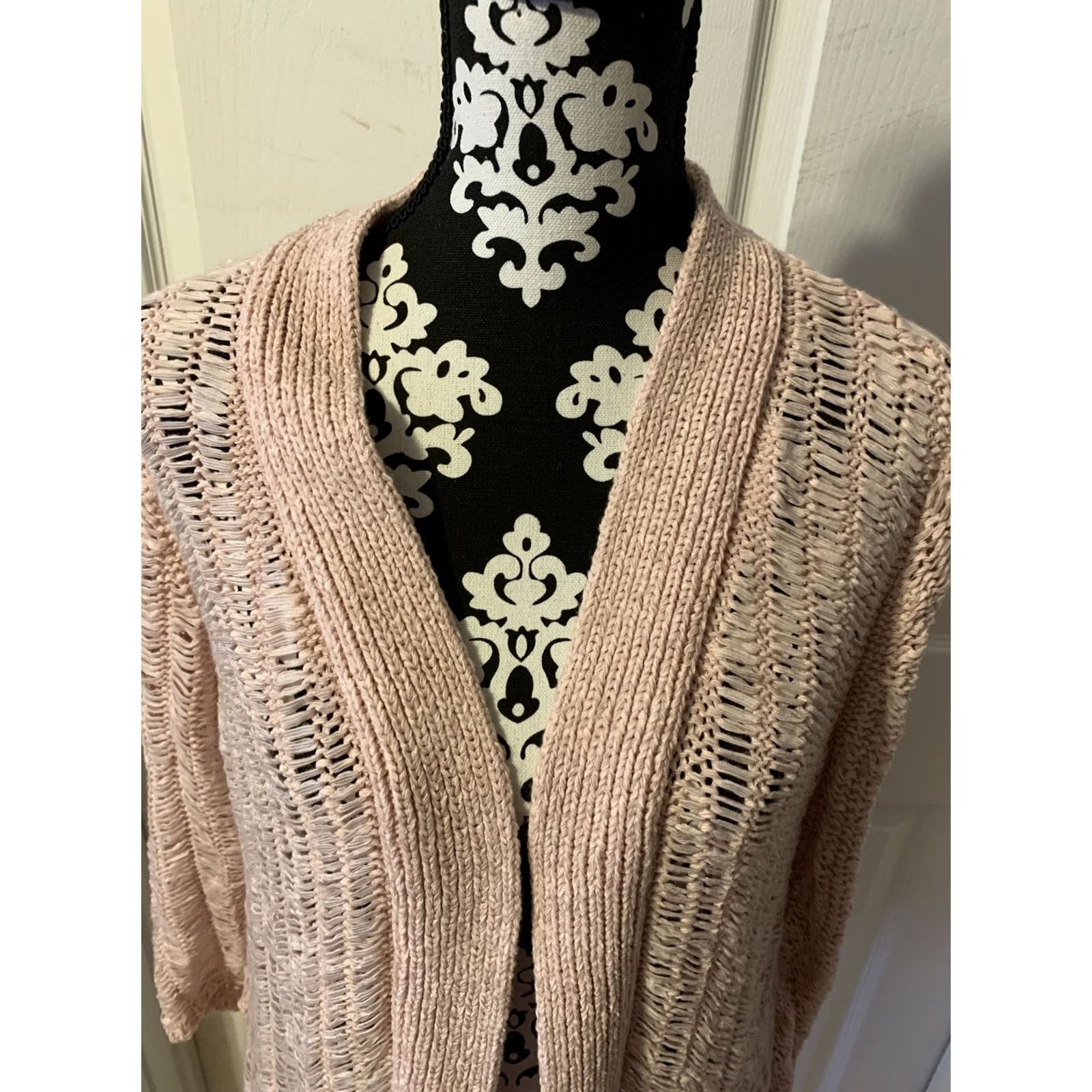 Vintage Chicos Womens Cardigan Open Front Pink 3/4 Sleeve Open-Knit Style #2161 Cardigan Womens SZ 1 Pink Knit Workwear Vintage No Mens Girls Size XS / US 0-2 / IT 36-38 - 2 Thumbnail