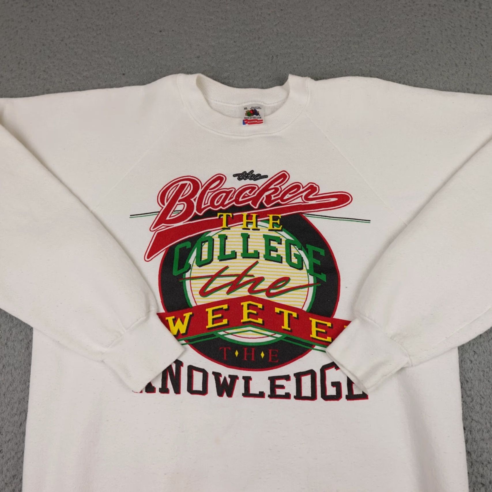 Fruit Of The Loom VINTAGE The Blacker The College Sweatshirt Mens XL White Crewneck BLM USA Made Size US XL / EU 56 / 4 - 4 Thumbnail