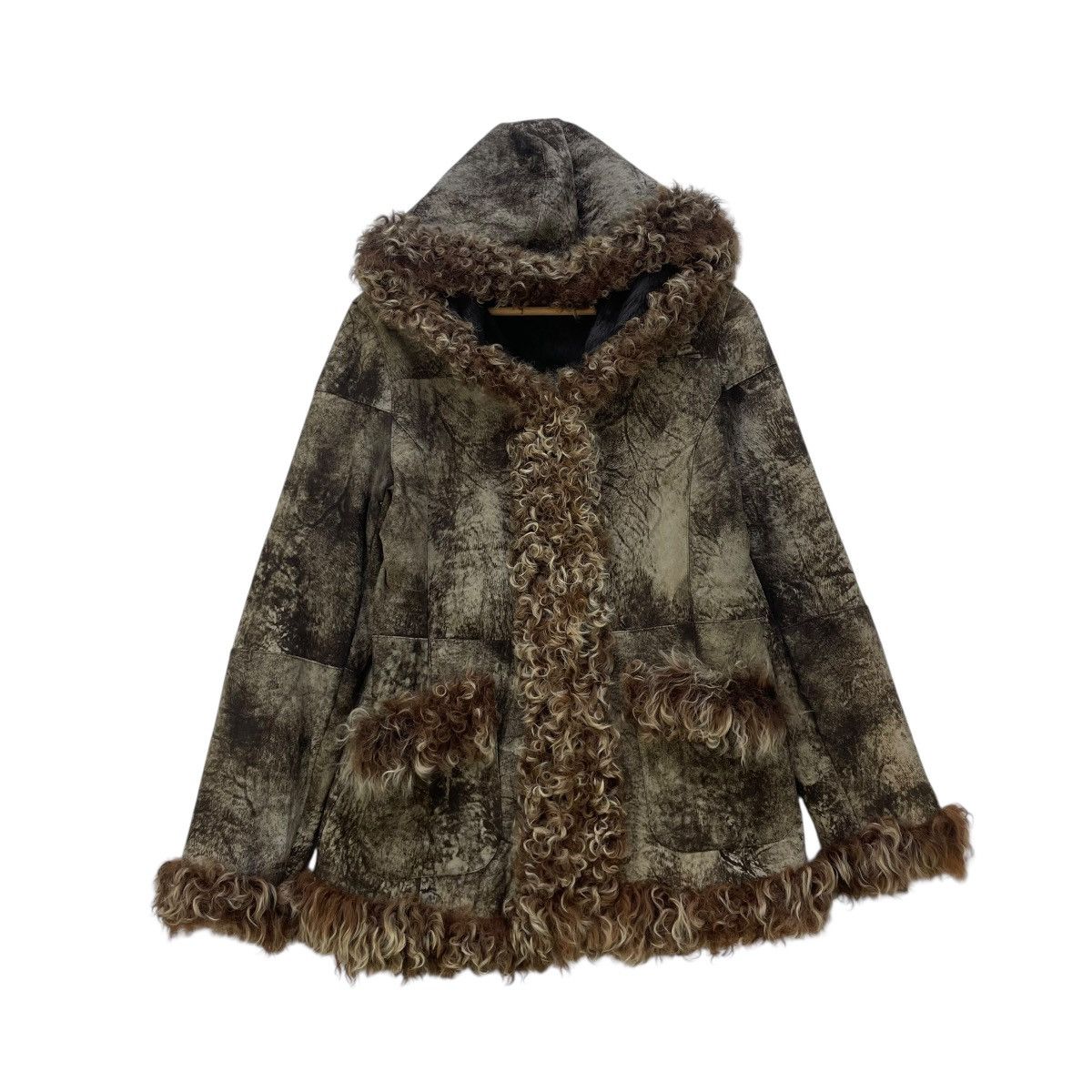 14th Addiction 🔥Vintage Faux fur Suede Leather Hooded Jacket Size M / US 6-8 / IT 42-44 - 3 Thumbnail
