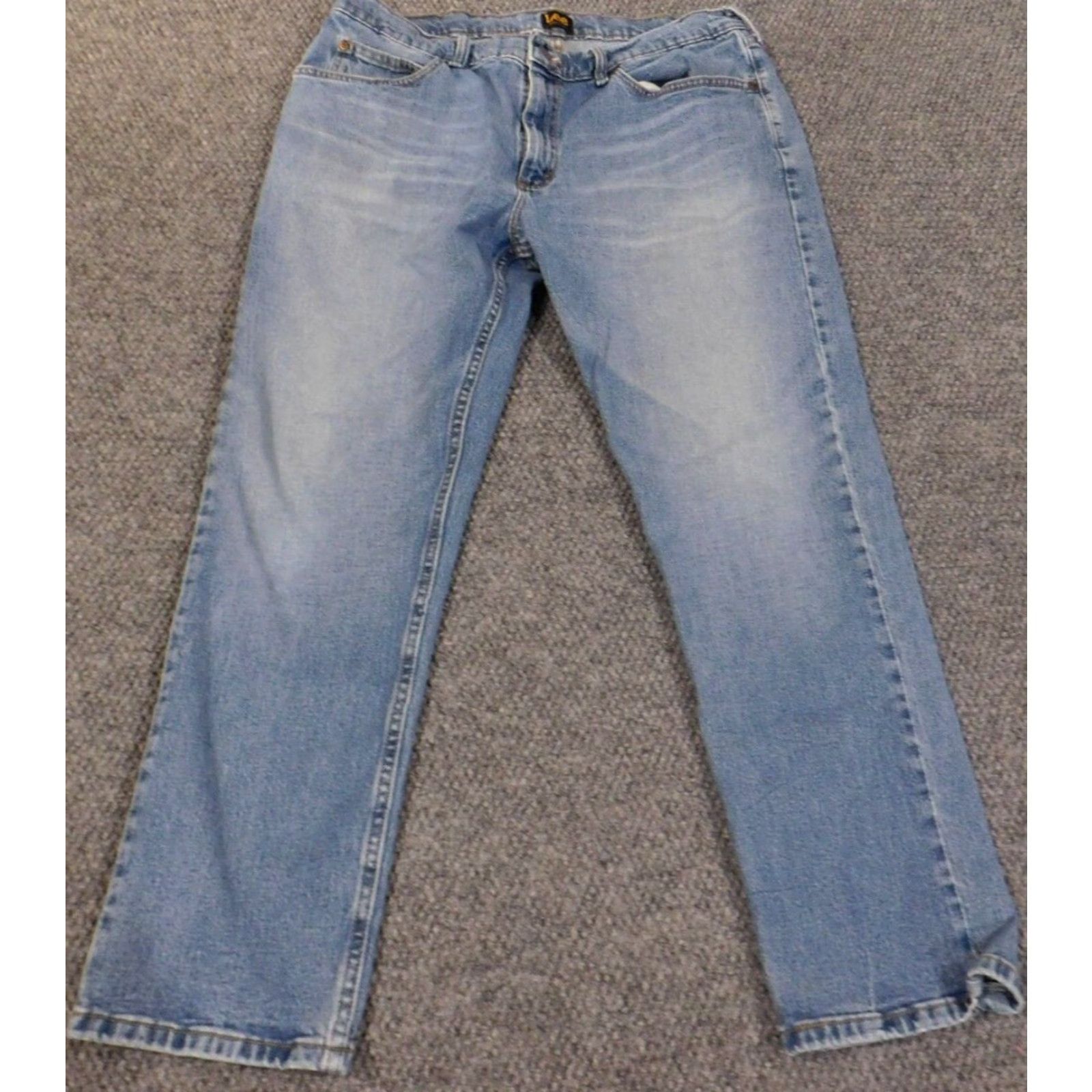 Lee Lee Jeans Men Jeans 36x30 Light Blue Distressed Denim Work Straight Regular USA Pocket Zipper Mid Rise 30 In Inseam Size US 36 / EU 52 - 2 Thumbnail