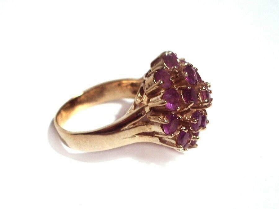 Designer Cluster Sterling 18 kt Gold Vermeil Cocktail Ring Amethyst Size ONE SIZE - 3 Thumbnail