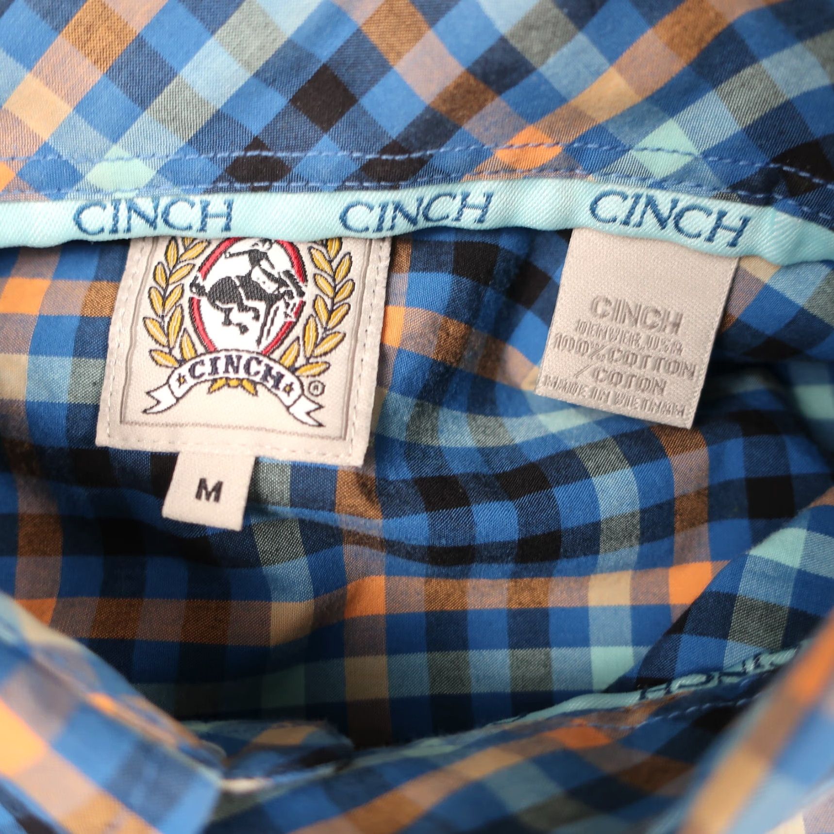 Vintage Cinch Button Shirt Mens M Blue Check Long Sleeve Rodeo Cowboy Ranch EUC Size US M / EU 48-50 / 2 - 3 Thumbnail