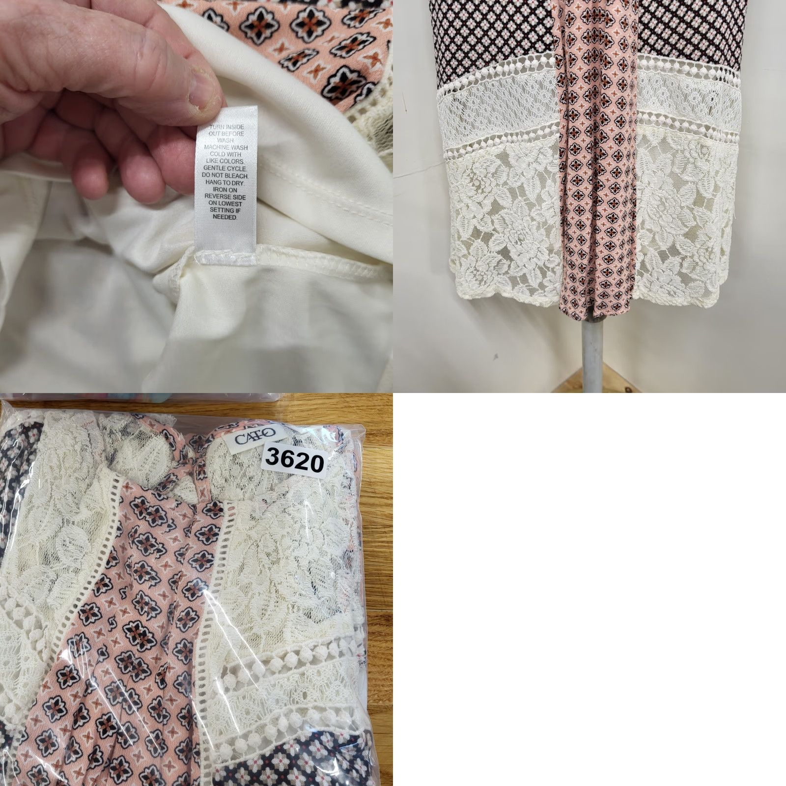 Vintage Cato Dress Women's Size Medium Boho Ivory Lace Sleeveless Bohemian Summer Shift Size M / US 6-8 / IT 42-44 - 9 Thumbnail