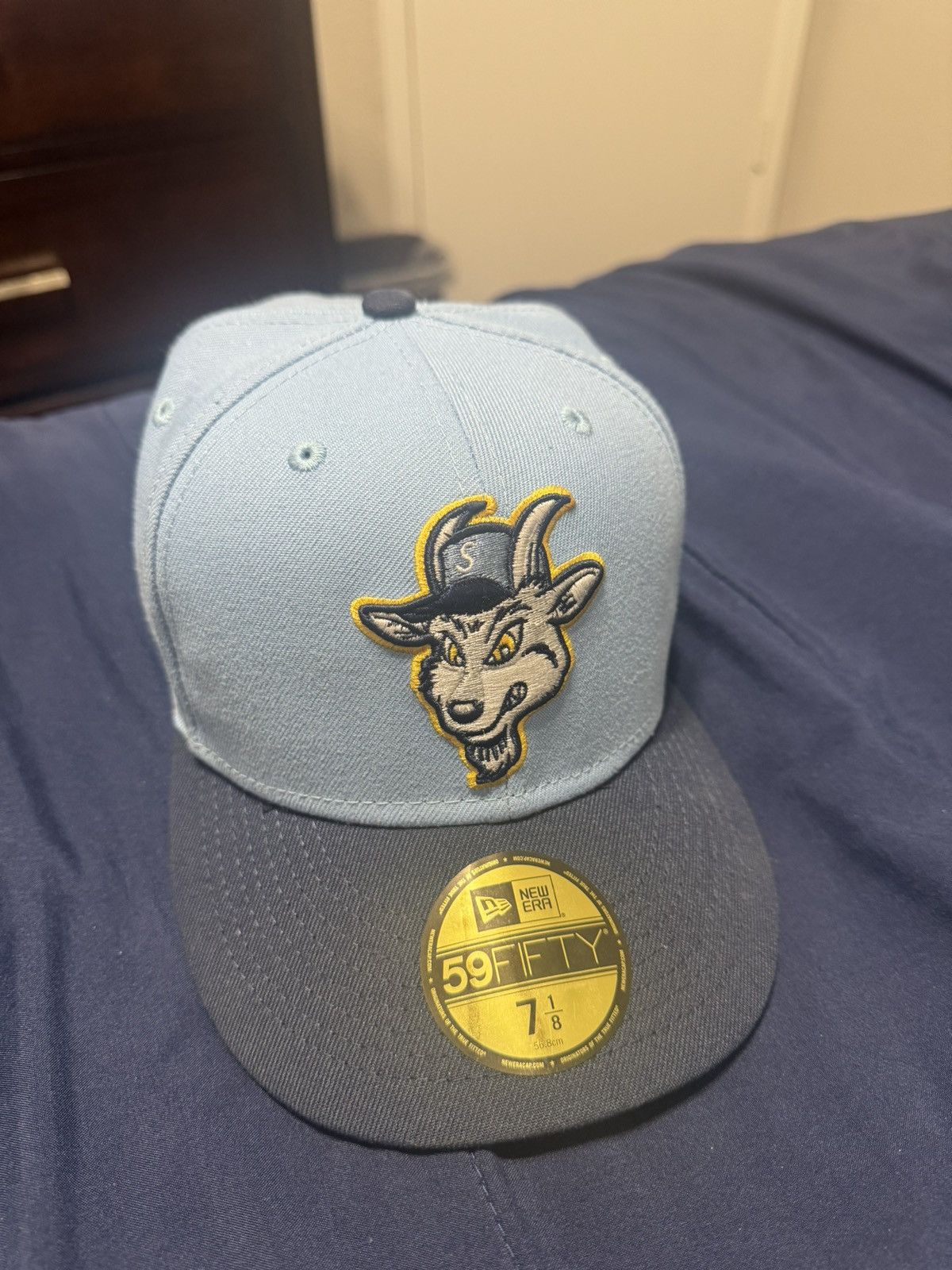 image of New Era Supreme Goat Fitted Hat in Blue, Men's