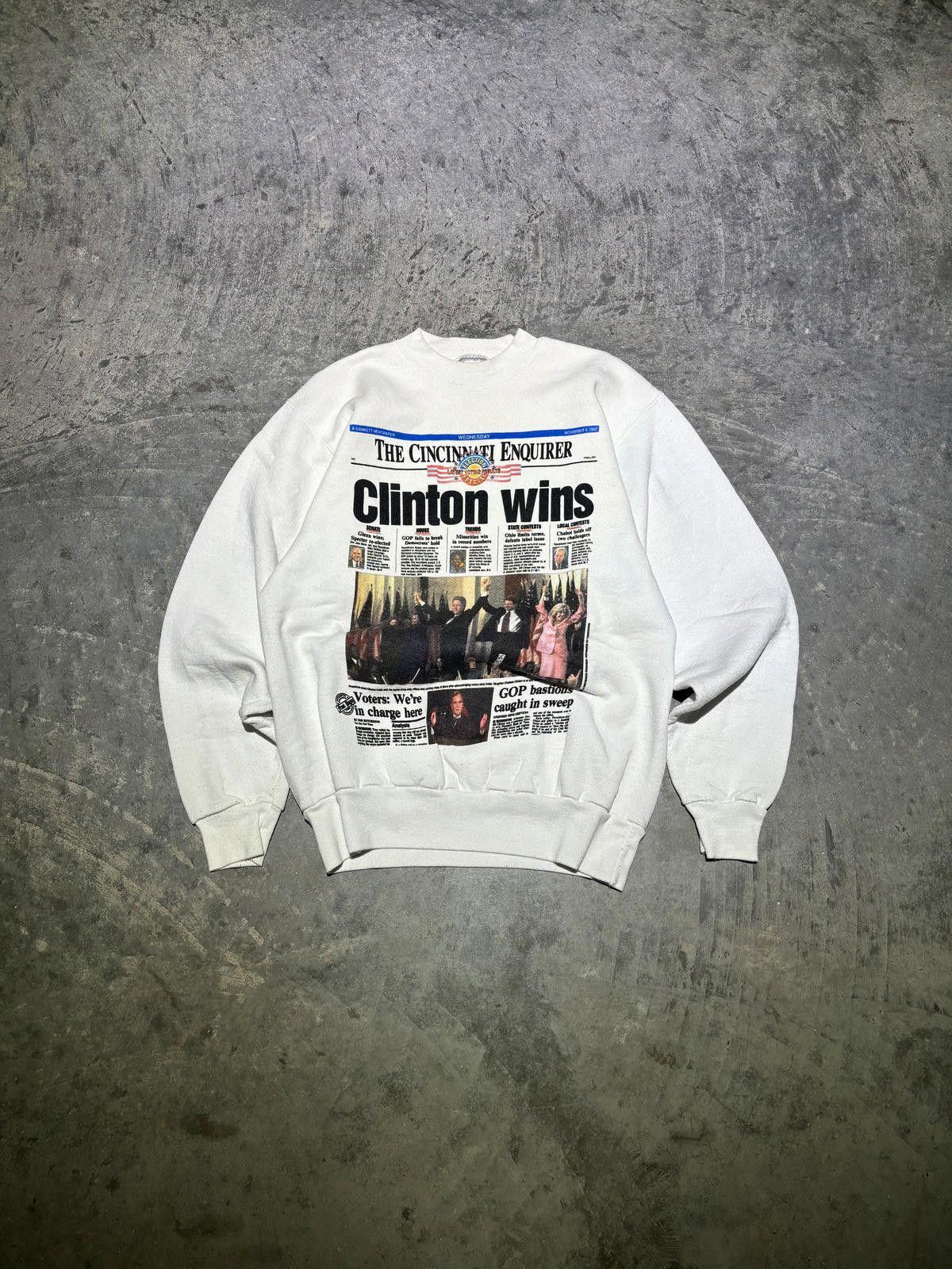 Vintage Vintage Cincinnati Enquirer “Clinton Wins” Crewneck Size US L / EU 52-54 / 3 - 2 Thumbnail