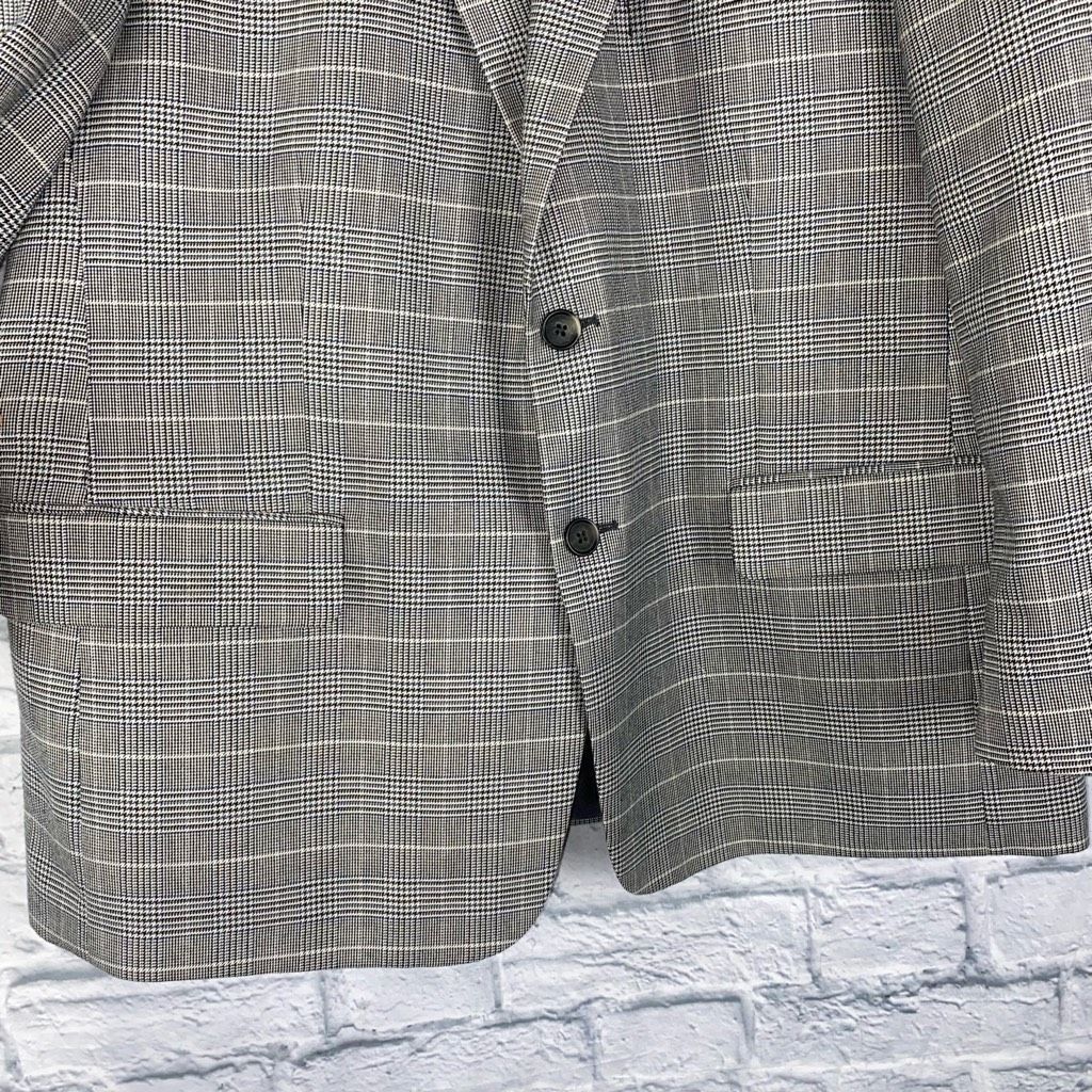 Stafford Stafford essentials mens 44R black & white button plaid blaz Size 44R - 2 Thumbnail