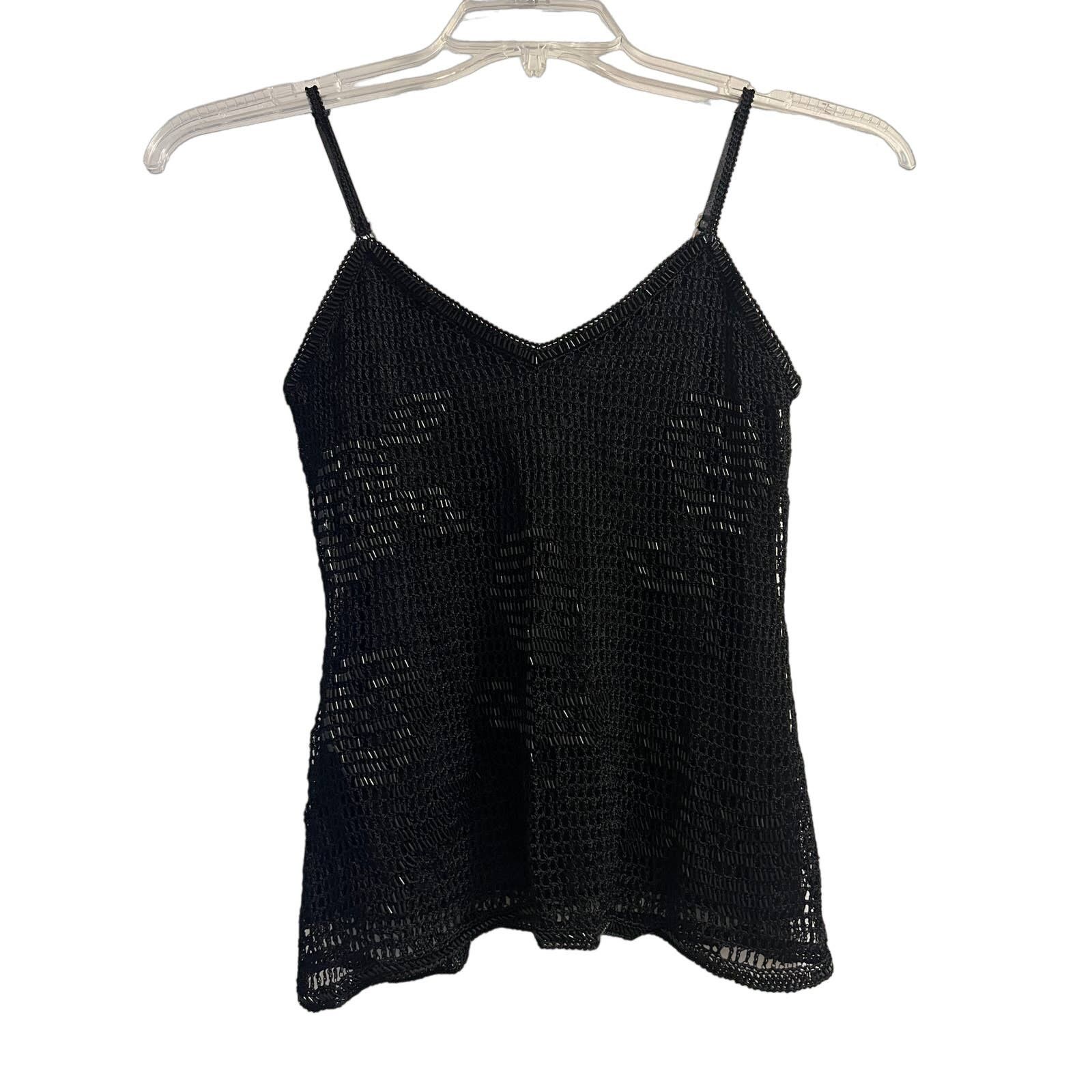 image of Sue Wong Black Lace Beaded Cami Tank Size S, Women's