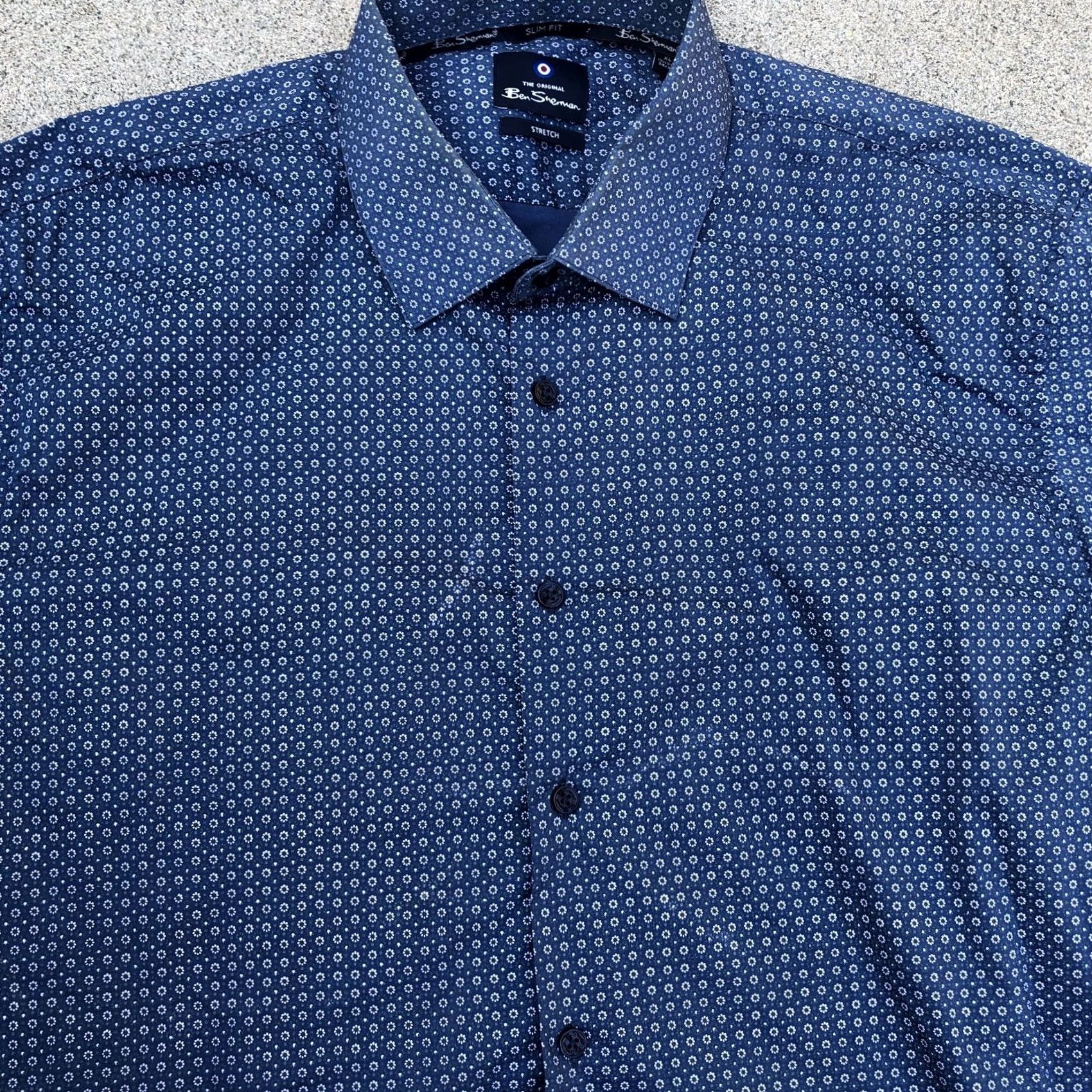Ben Sherman BEN SHERMAN Button-Down Shirt Mens XL Slim Fit Long Sleeve Collared Top Blue Cotton Button-Up Shirt Size US XL / EU 56 / 4 - 2 Thumbnail