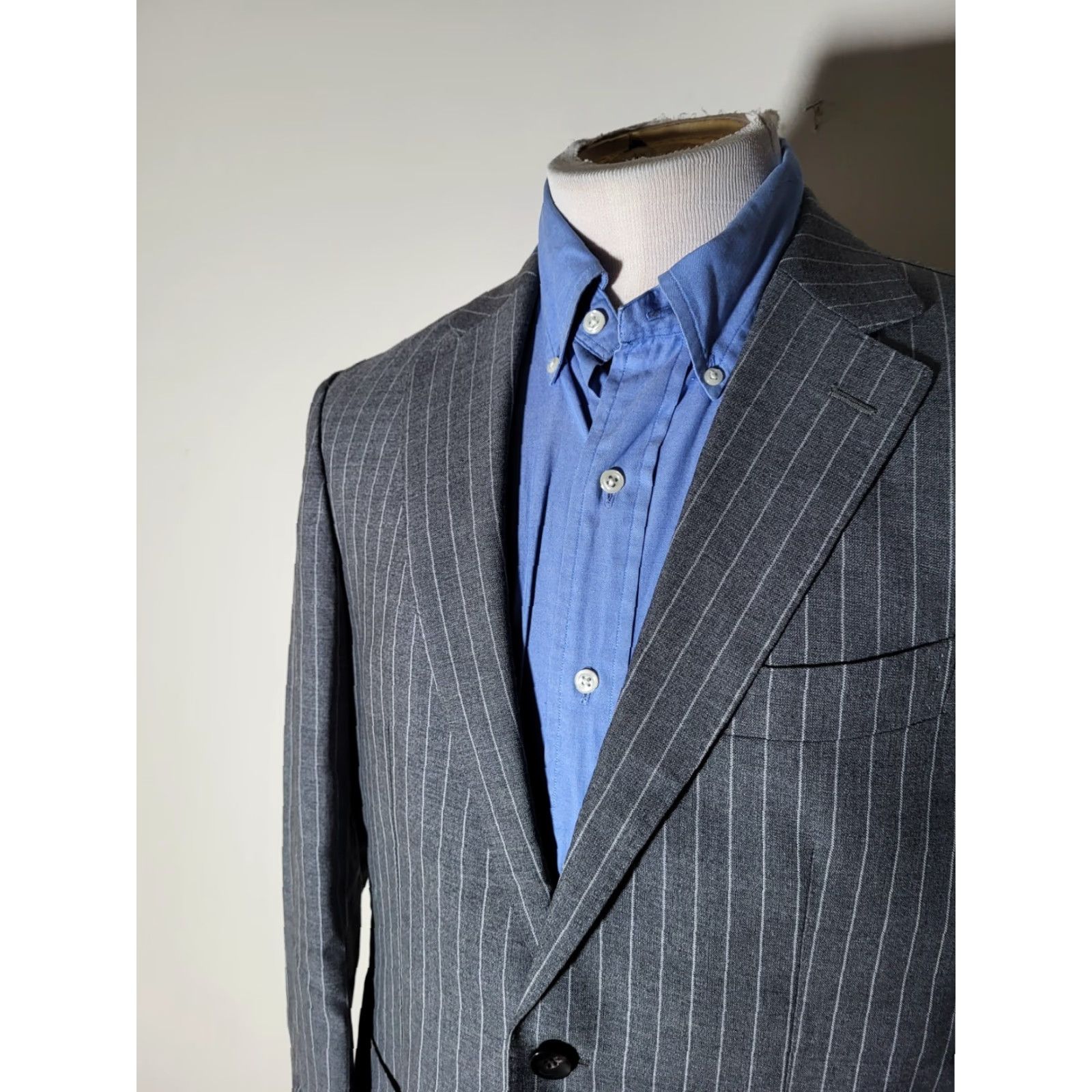 Suitsupply Suitsupply Gray Striped Havana VBC Wool Blazer Sport Coat Coat 40R Slim Notch Two-Button Wool Men Regular Vintage No Size 40R - 2 Thumbnail