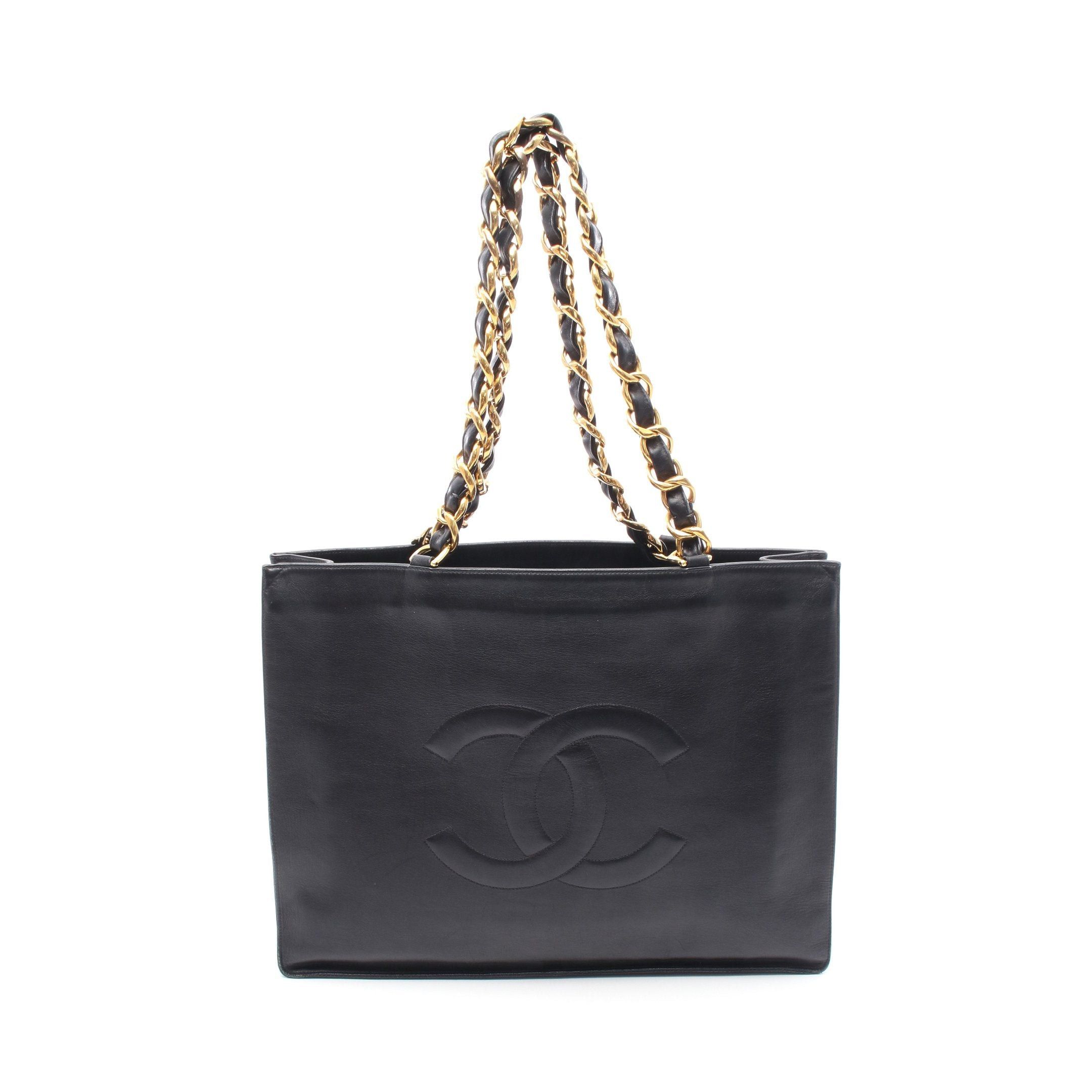 Chanel Chanel Chain Shoulder Bag Tote Lambskin Black Gold Hardware Size ONE SIZE - 1 Thumbnail