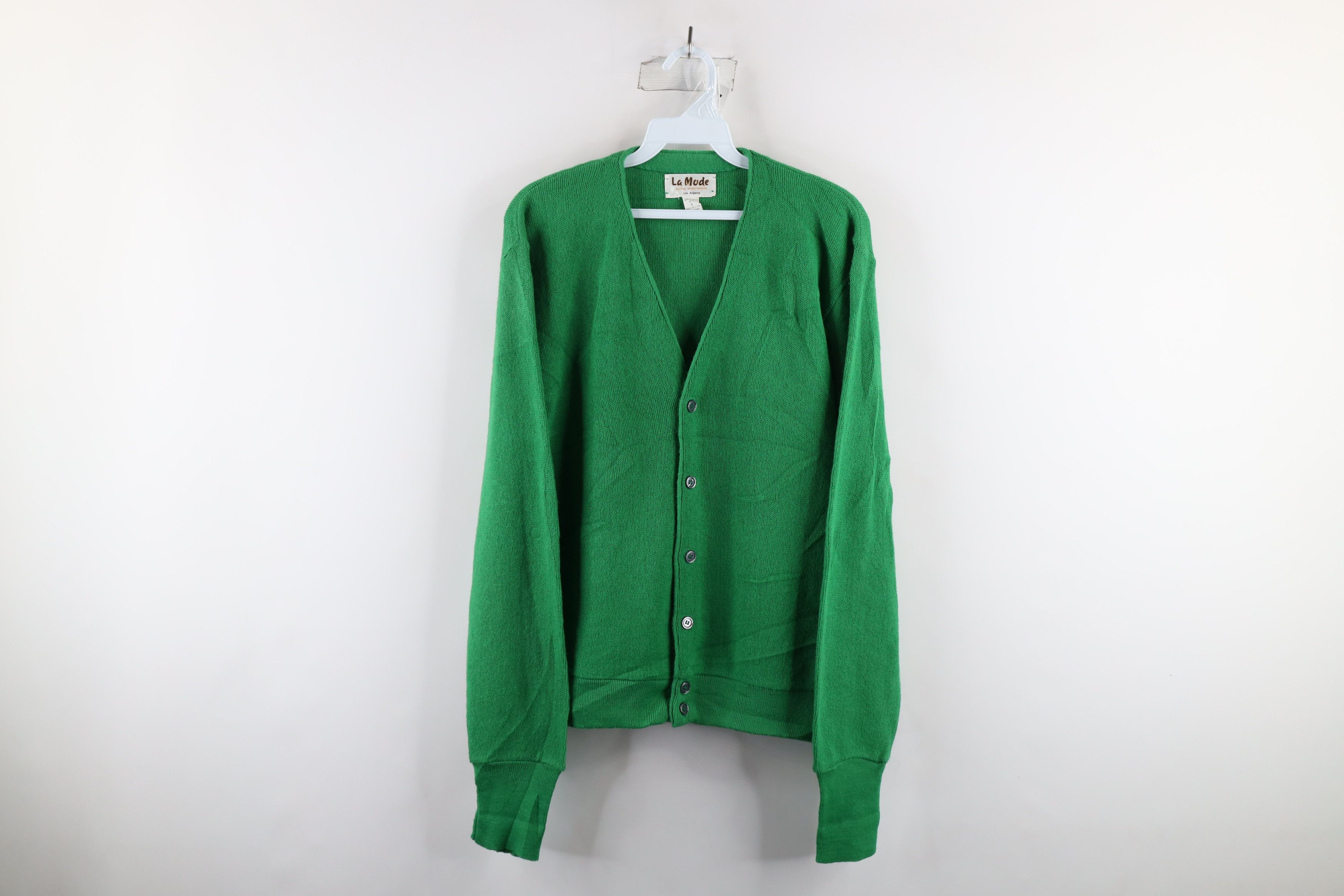 image of Vintage 70's Streetwear Knit Cardigan Sweater Green Usa, Men's (Size Small)