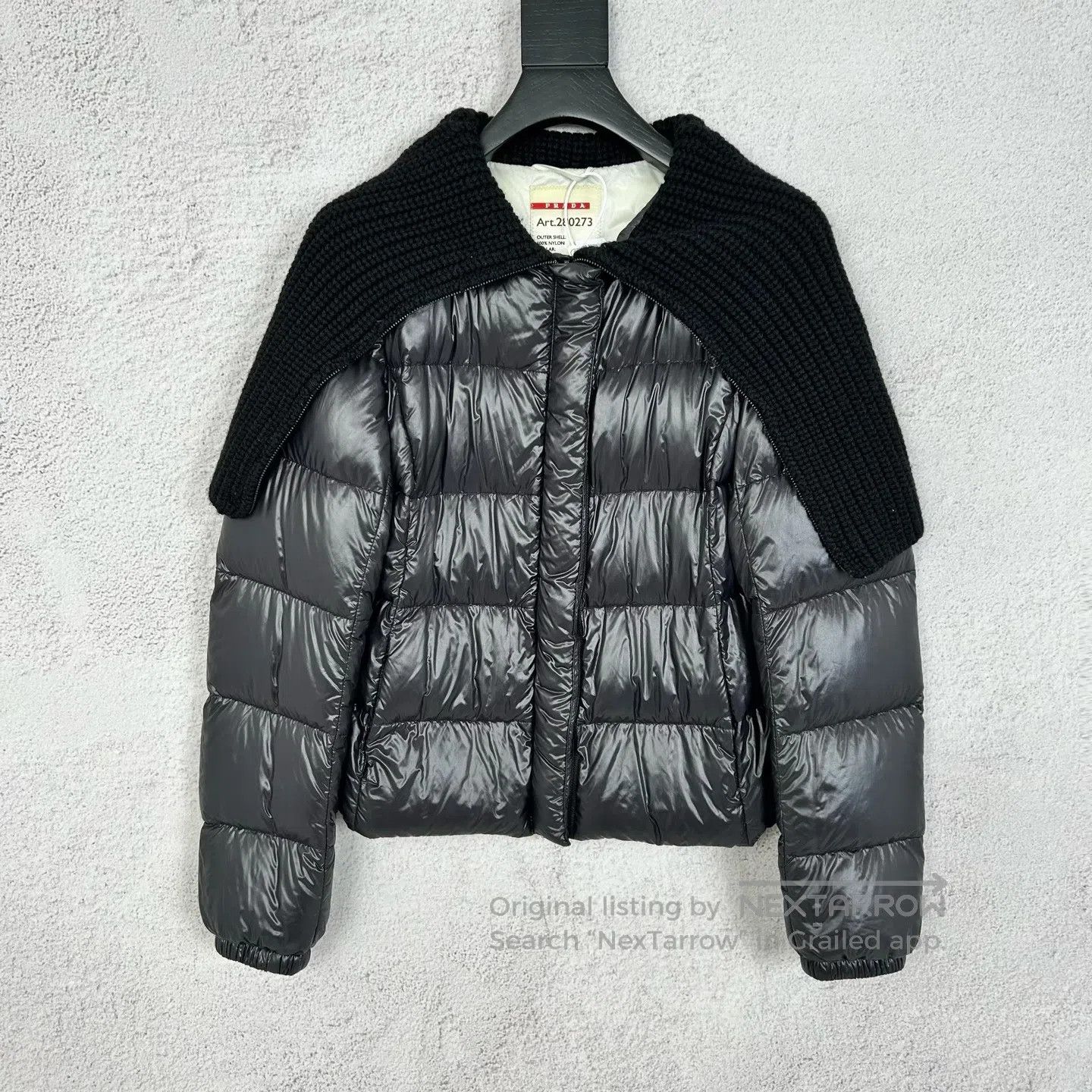 Prada Prada size38 Black glossy down jacket Size L / US 10 / IT 46 - 1 Thumbnail