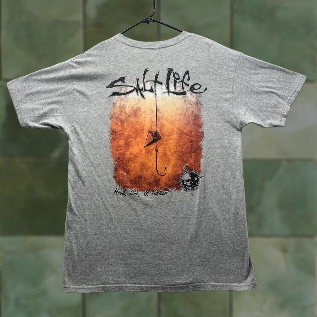 Vintage Salt Life T-Shirt Mens Large L Gray Hook Line Sinker Fishing Outdoors Southern Size US L / EU 52-54 / 3 - 1 Thumbnail