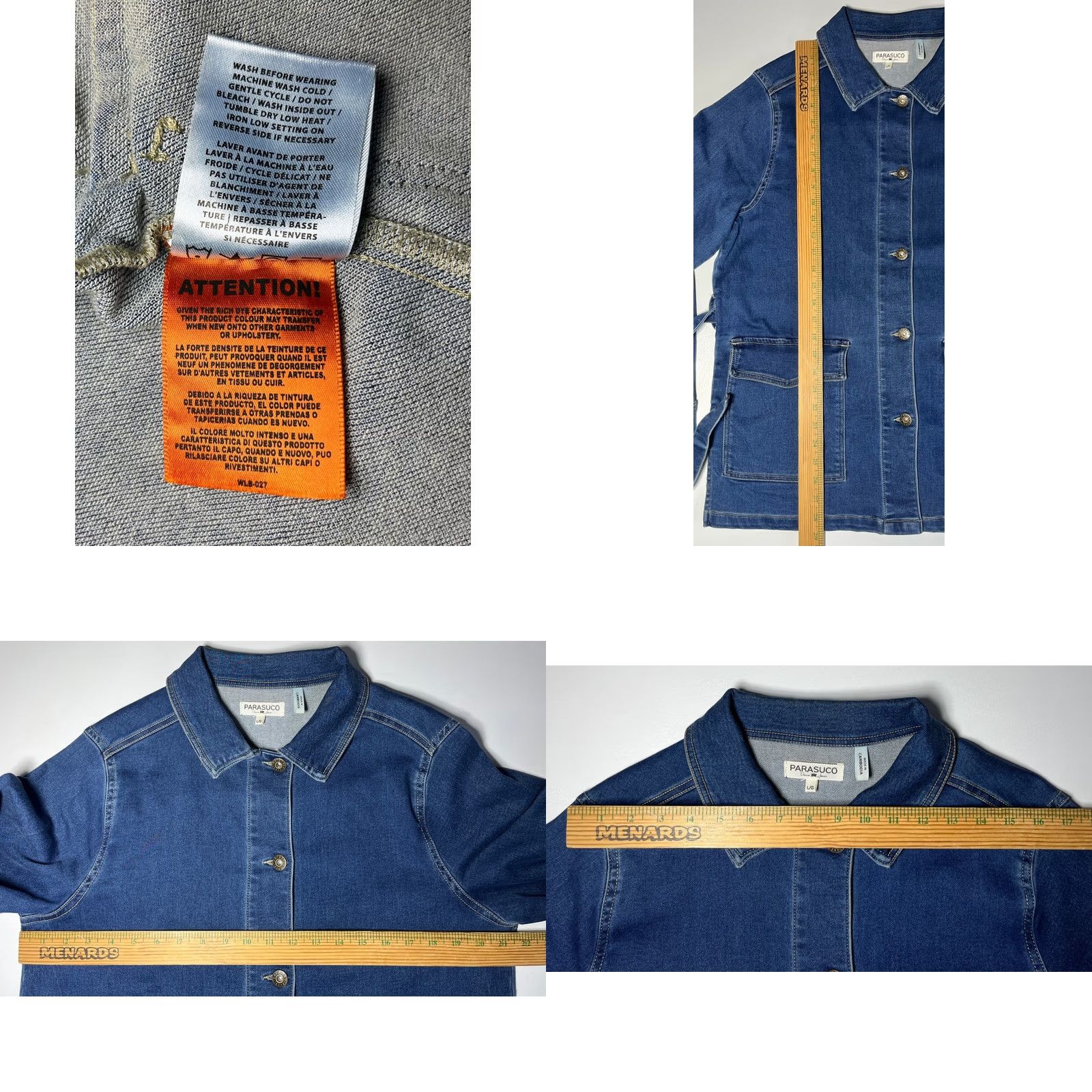 Parasuco VINTAGE Parasuco Denim Jeans Belted Jacket Women's L Blue Belted Jacket Size 36" / US 14 / IT 50 - 9 Thumbnail