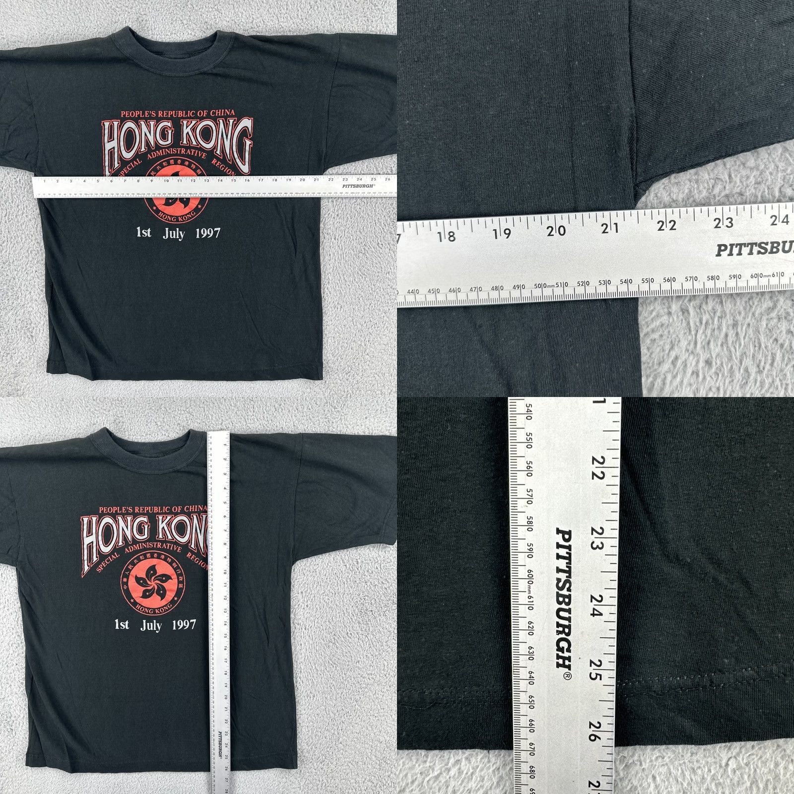 Vintage VINTAGE Peoples Republic Of China Hong Kong 1997 Black Short Sleeve Tee M/L Mens Size US 31 - 8 Thumbnail