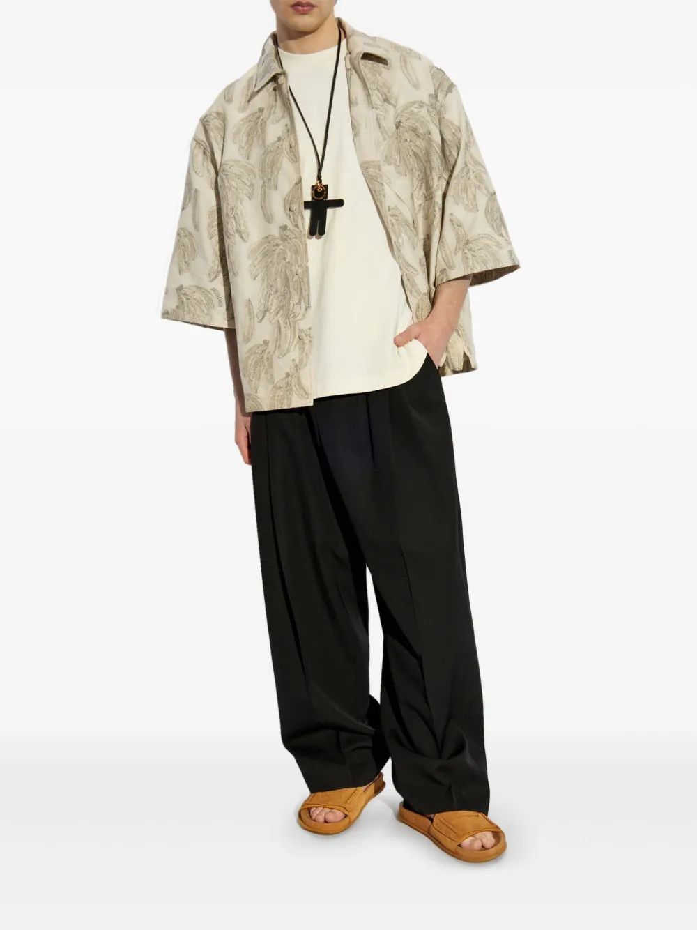 Jacquemus o1mle0326 Aloe Banana Jacquard Shirt in Ecru Size US L / EU 52-54 / 3 - 2 Thumbnail
