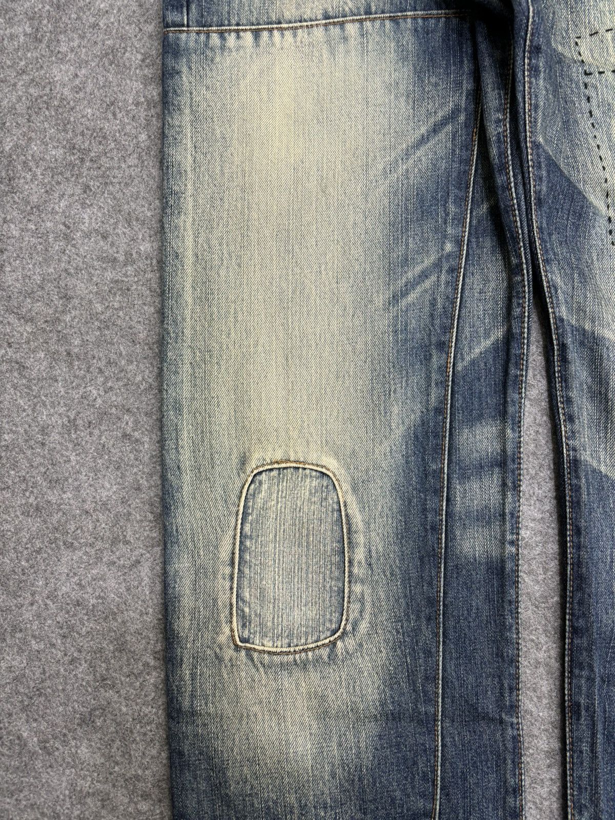 Designer 💥Denim Art💥Artisan MSG Sick Patchwork Stonewash Denim F553 Size US 31 - 7 Thumbnail