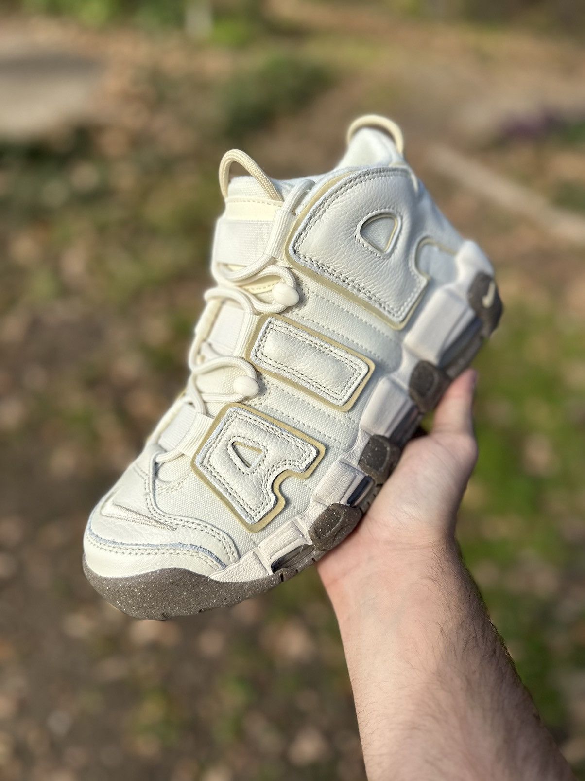 image of Nike Air More Uptempo ‘96 Coconut Milk Shoes in Tan/Beige, Men's (Size 7.5)