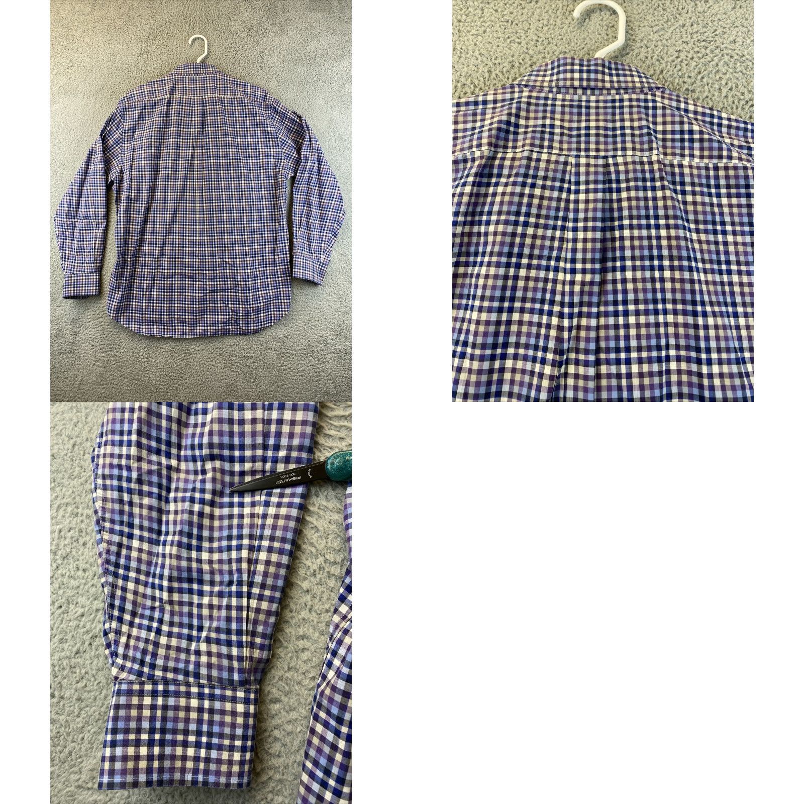 Peter Millar Peter Millar Button-Up Shirt Mens XL Purple Checkered Dress Shirt / 79-13 Size 46R - 8 Thumbnail