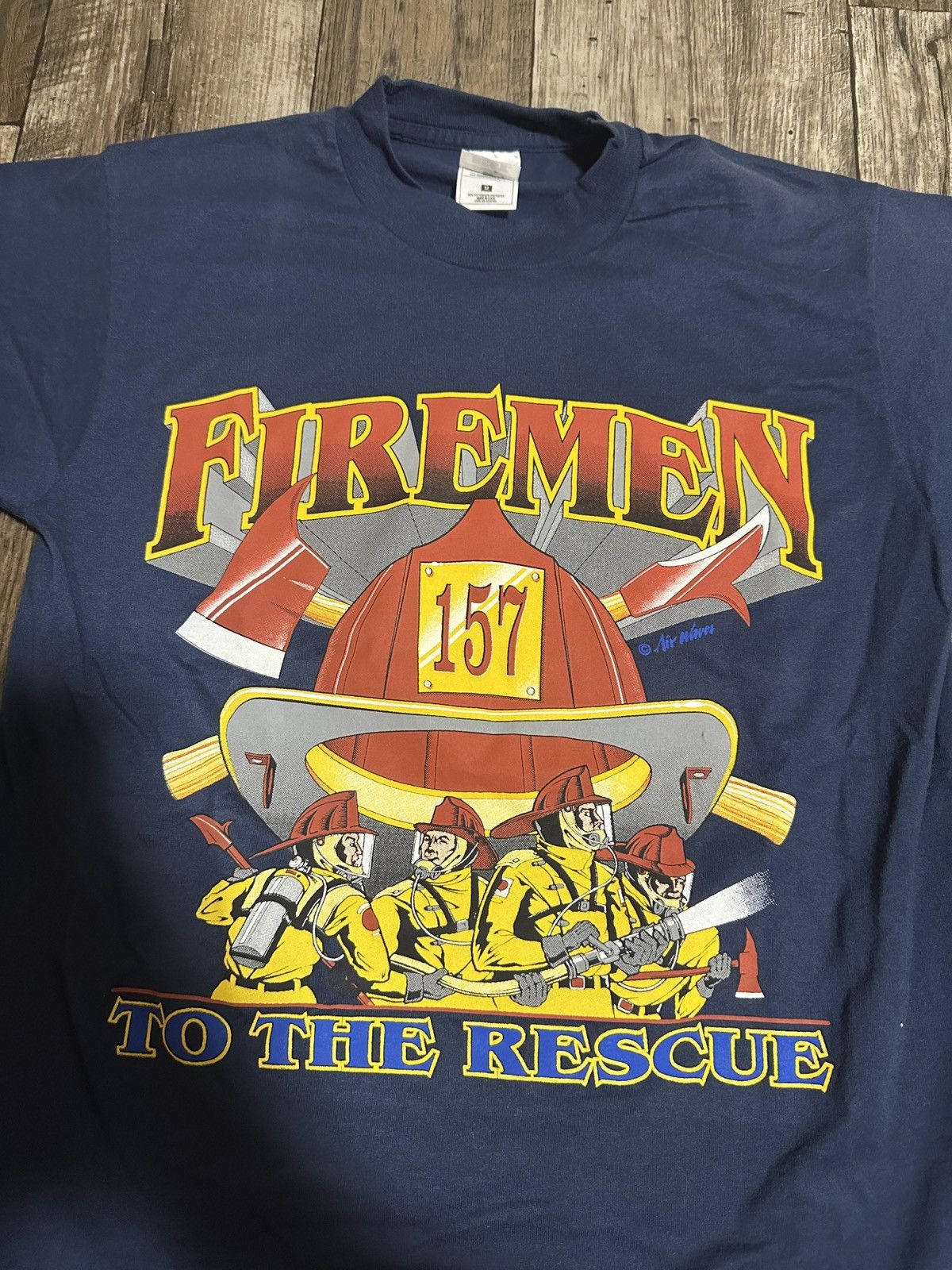 Vintage Vintage 90s Firemen To The Rescue Tee Size US M / EU 48-50 / 2 - 1 Thumbnail