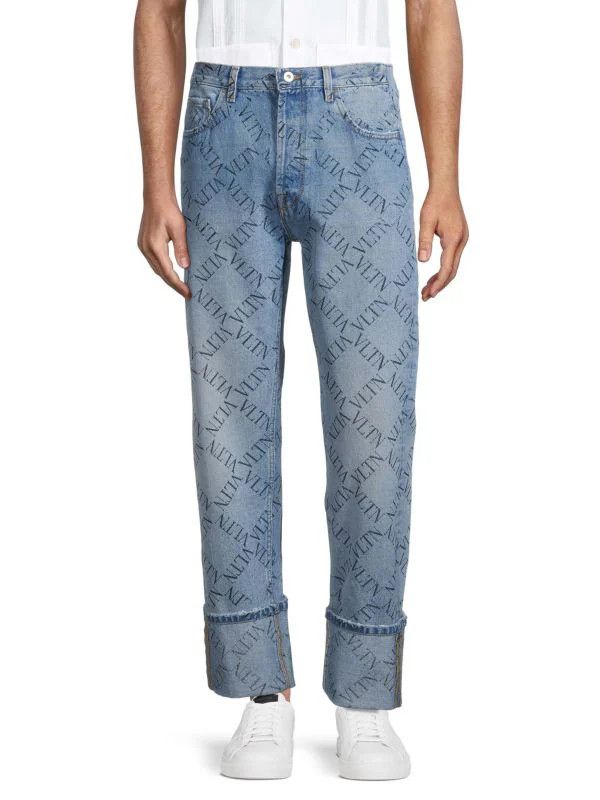 Valentino $995 Valentino Monogram Rolled-Cuffs Straight Jeans 32 Size US 32 / EU 48 - 1 Thumbnail