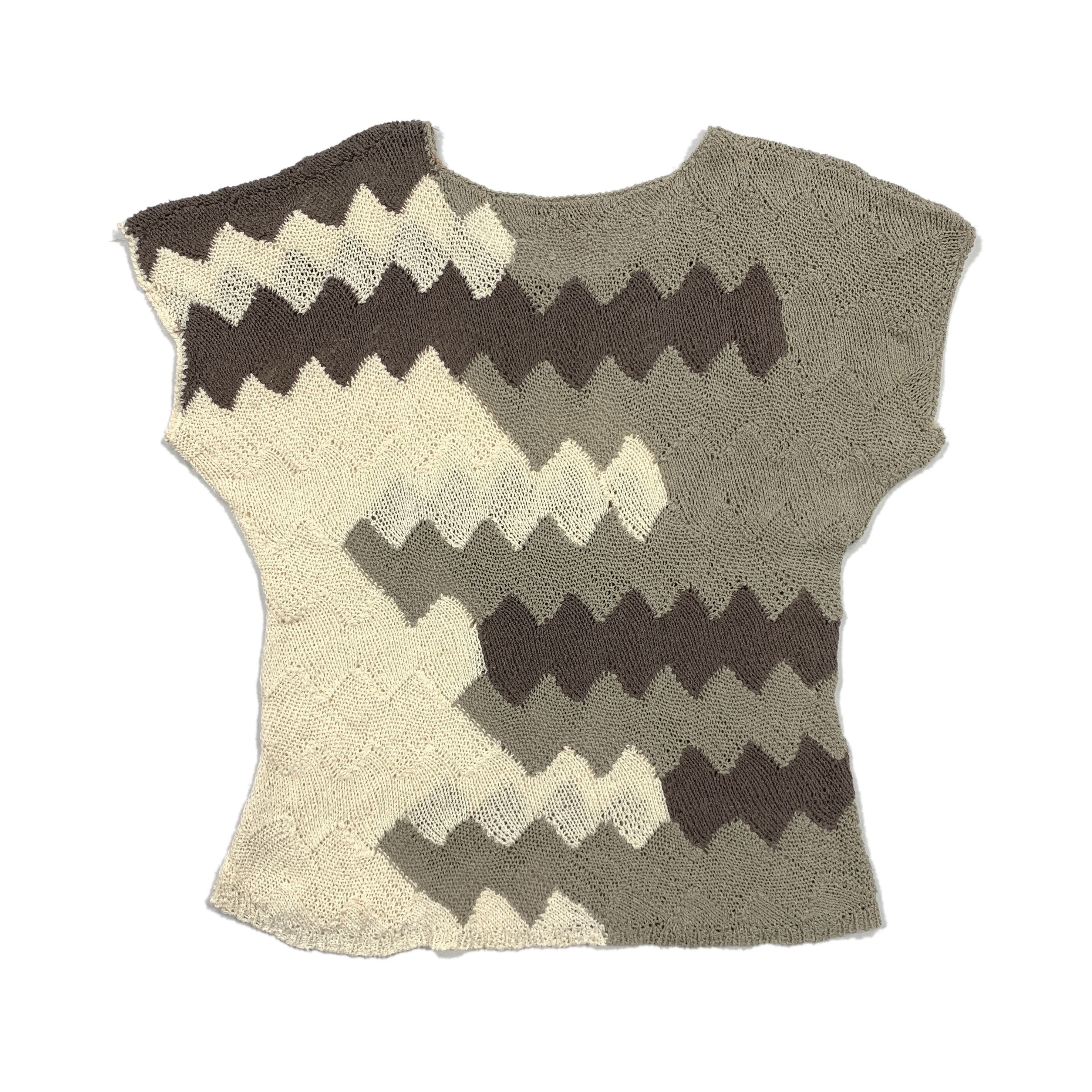 Issey Miyake Vtg 80s Zig-Zag Knit Top Size M / US 6-8 / IT 42-44 - 2 Thumbnail