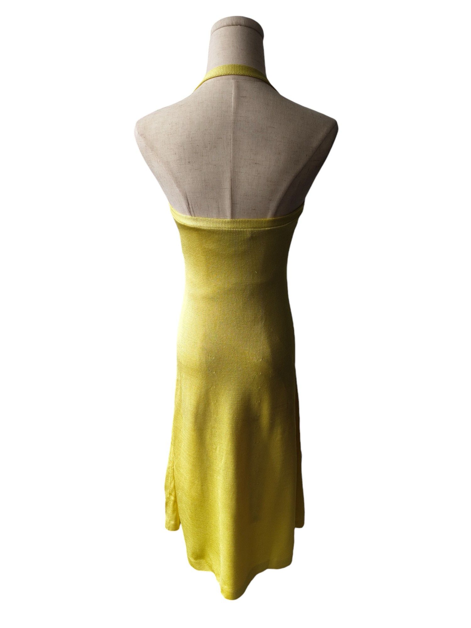 Ralph Lauren Yellow Halter Neck Knit Dress Size XS / US 0-2 / IT 36-38 - 2 Thumbnail