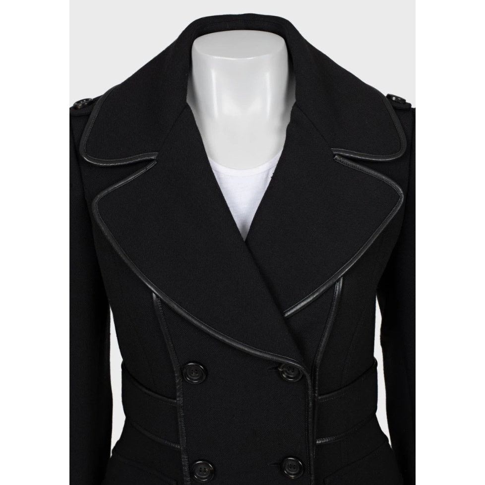 Burberry Burberry Black Double-Breasted Wool Blend Coat - UK8/S Size S / US 4 / IT 40 - 4 Thumbnail