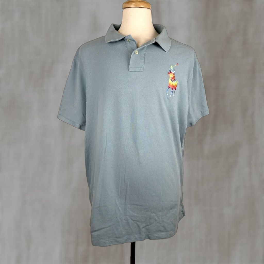 Polo Ralph Lauren Polo Ralph Lauren Polo Shirt Mens 2XL Blue Classic Fit Tie Dye Big Pony Logo Shirt Size US XXL / EU 58 / 5 - 1 Thumbnail
