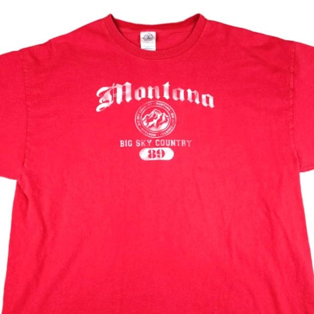 Delta VINTAGE Montana T Shirt Mens 2XL Y2K Big Sky Country Travel Destination Shirt Mens Red Cotton Crew Neck Short Sleeve 2000s Size US XXL / EU 58 / 5 - 2 Thumbnail