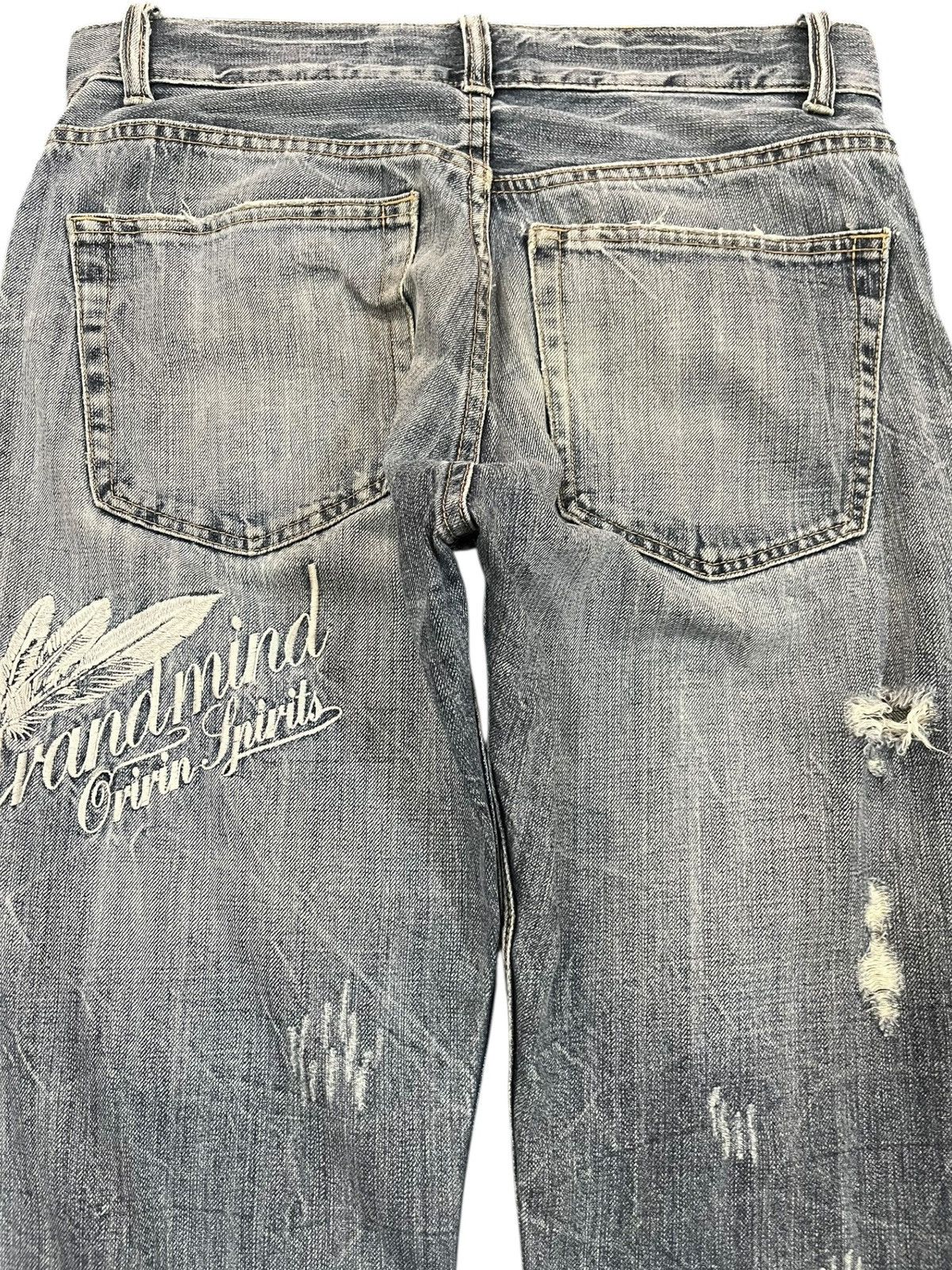 Japanese Brand × POST ARCHIVE FACTION (PAF) × Vintage Vintage Oririn Embroidded Grandmind Ripped Distressed Denim Size US 31 - 7 Thumbnail