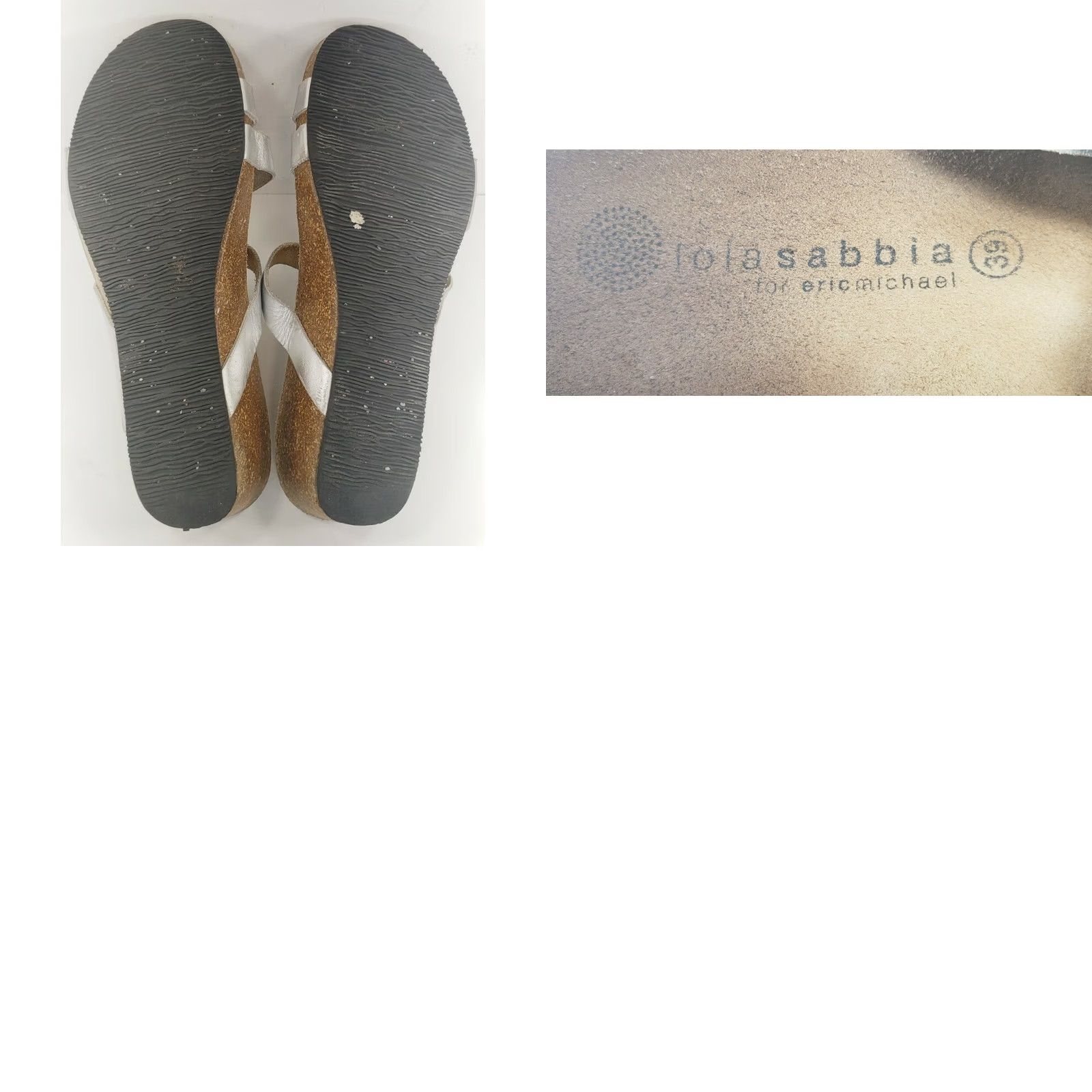 Vintage Lola Sabbia by Eric Michael BECKY Women's Leather Comfort Sandals Slide Size 8.5 EU 39 Silver Buckle Casual Comfort Shoes Size US 10 / IT 40 - 8 Thumbnail