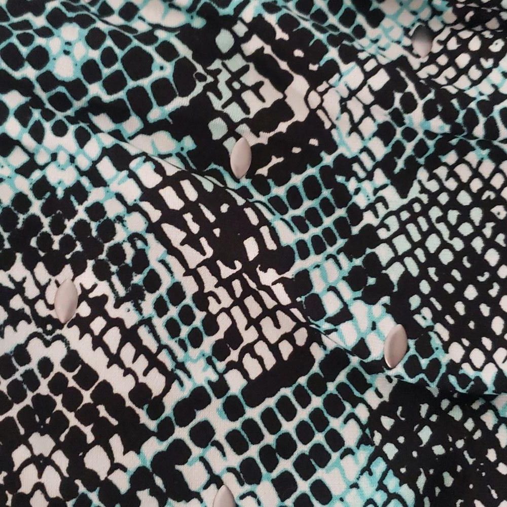 Designer CT209 JM Collection Blue & Black Animal Print Blouse L Size L / US 10 / IT 46 - 6 Thumbnail