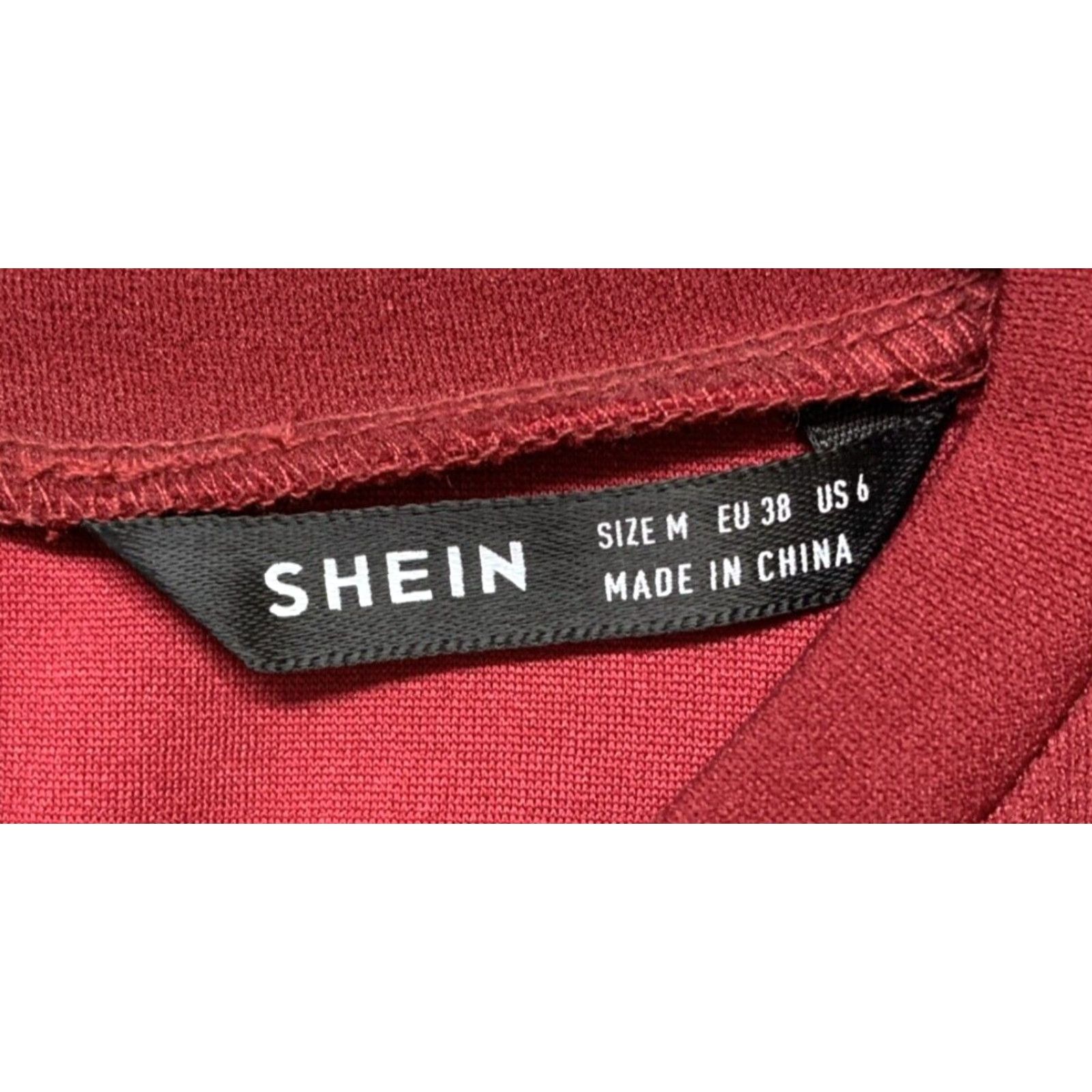 Shein VINTAGE SheIn Blouse 3/4 Sleeve Cropped Top Womens M Burgundy Stretch Shirt Ballon Sleeve Size M / US 6-8 / IT 42-44 - 7 Thumbnail