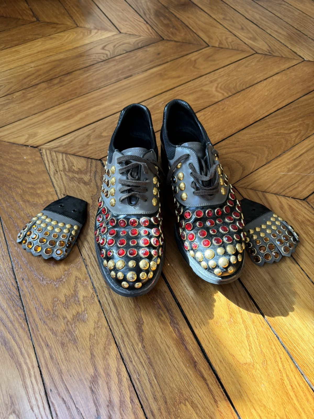 image of Prada Embellished Jewelled Shoes Mid 2000,s in Black, Men's (Size 8.5)